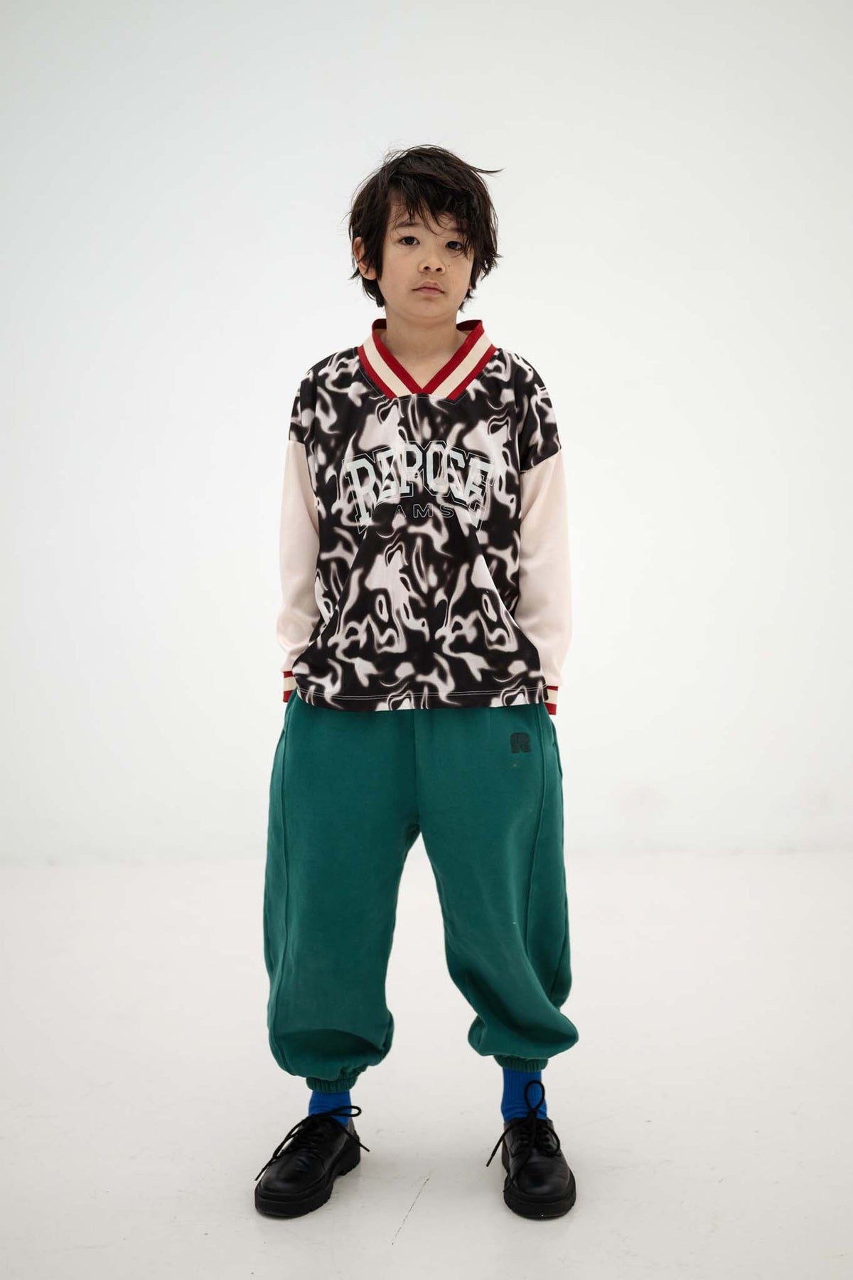 soccer tee - liquid marble color block