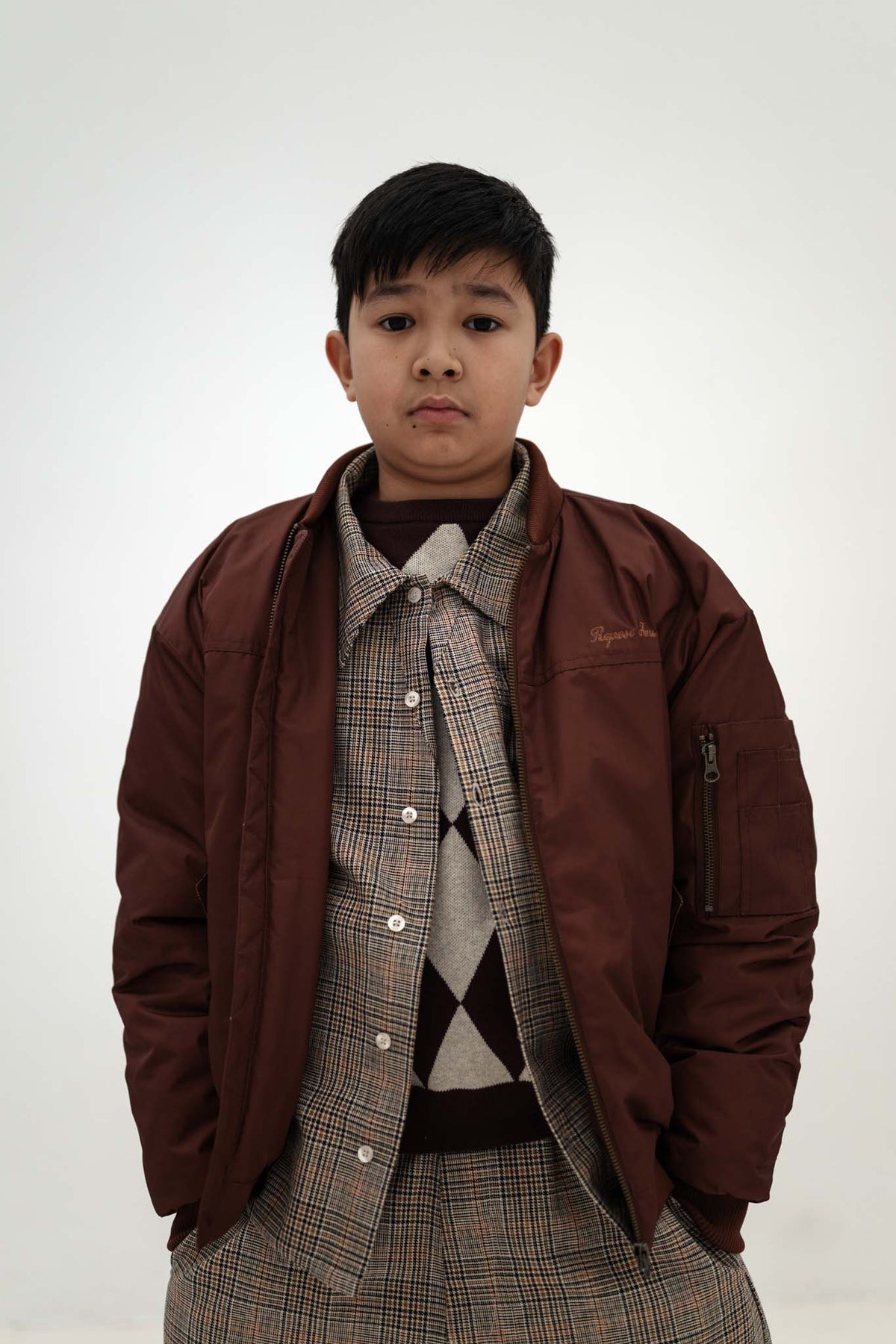 shirt - taupe mini check
