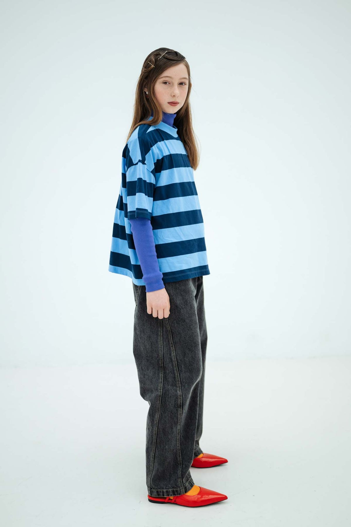boxy tee - horizon dark eclipse block stripe