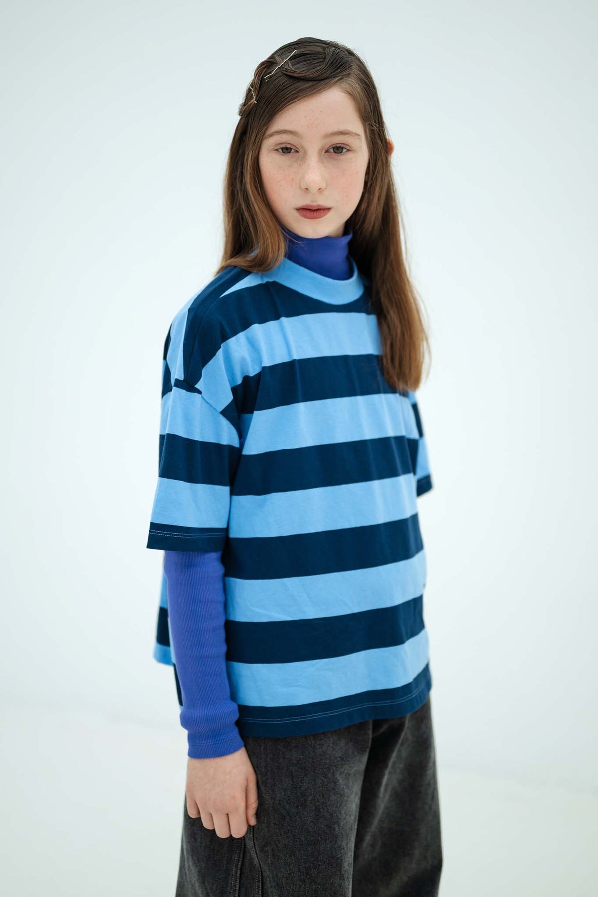 boxy tee - horizon dark eclipse block stripe