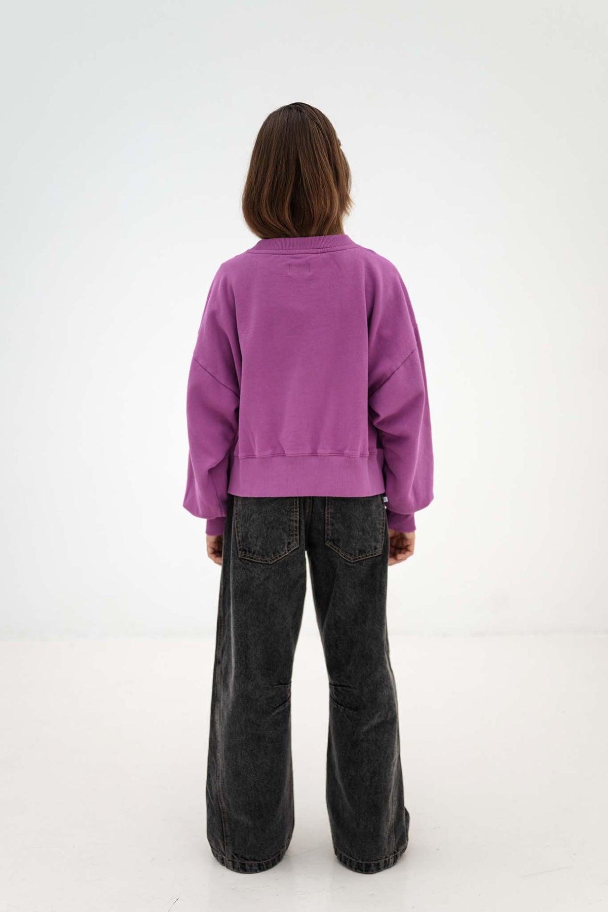 wide leg denim pants - slate grey
