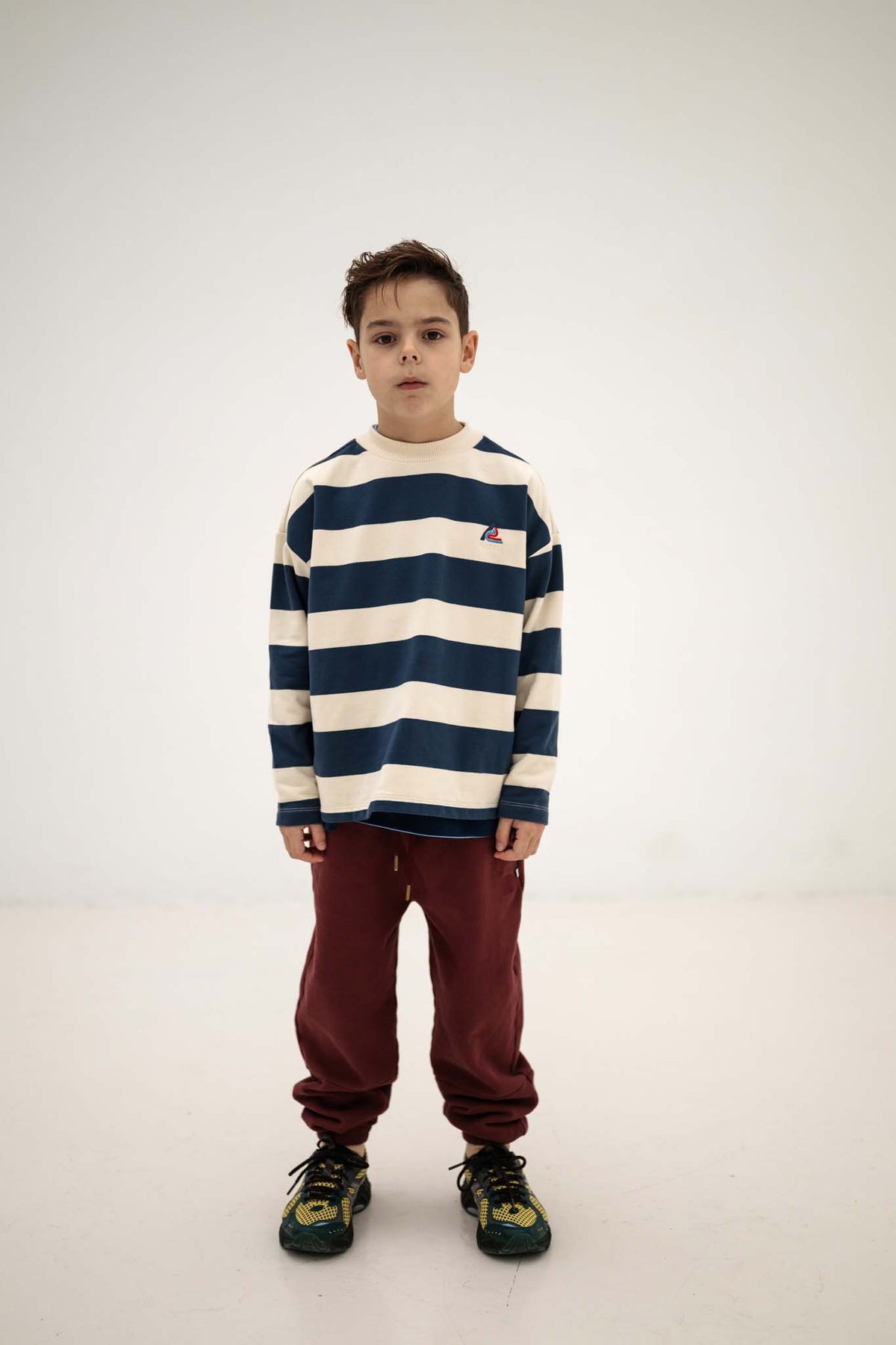 boxy sweater - eclipse blue block stripe