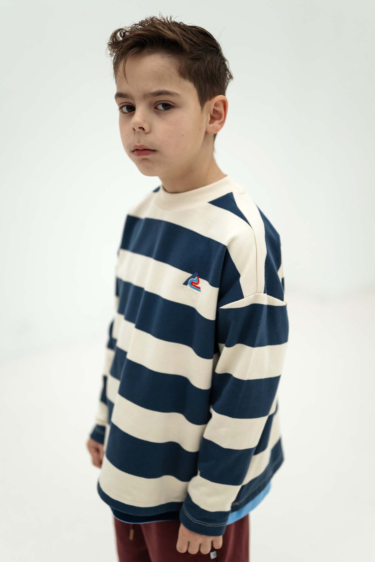 boxy sweater - eclipse blue block stripe