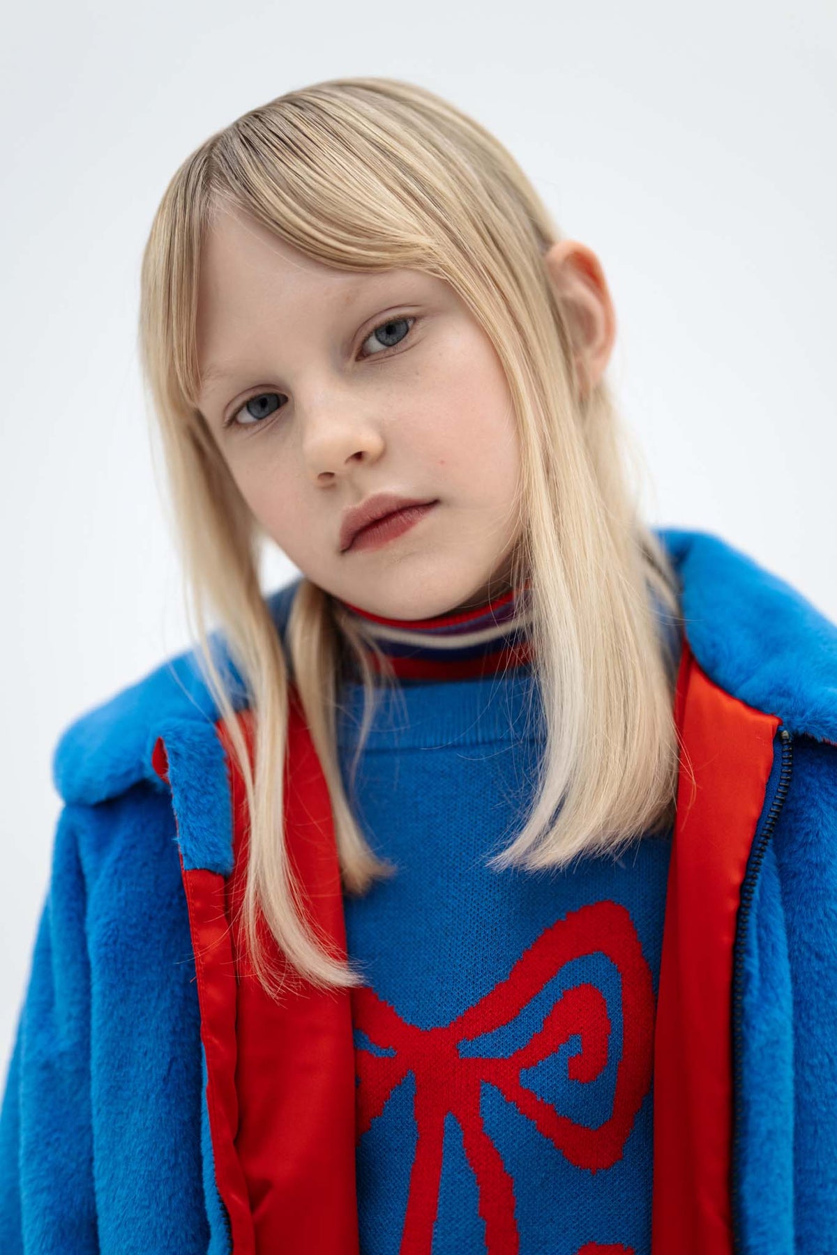 faux fur bomber coat - magic blue