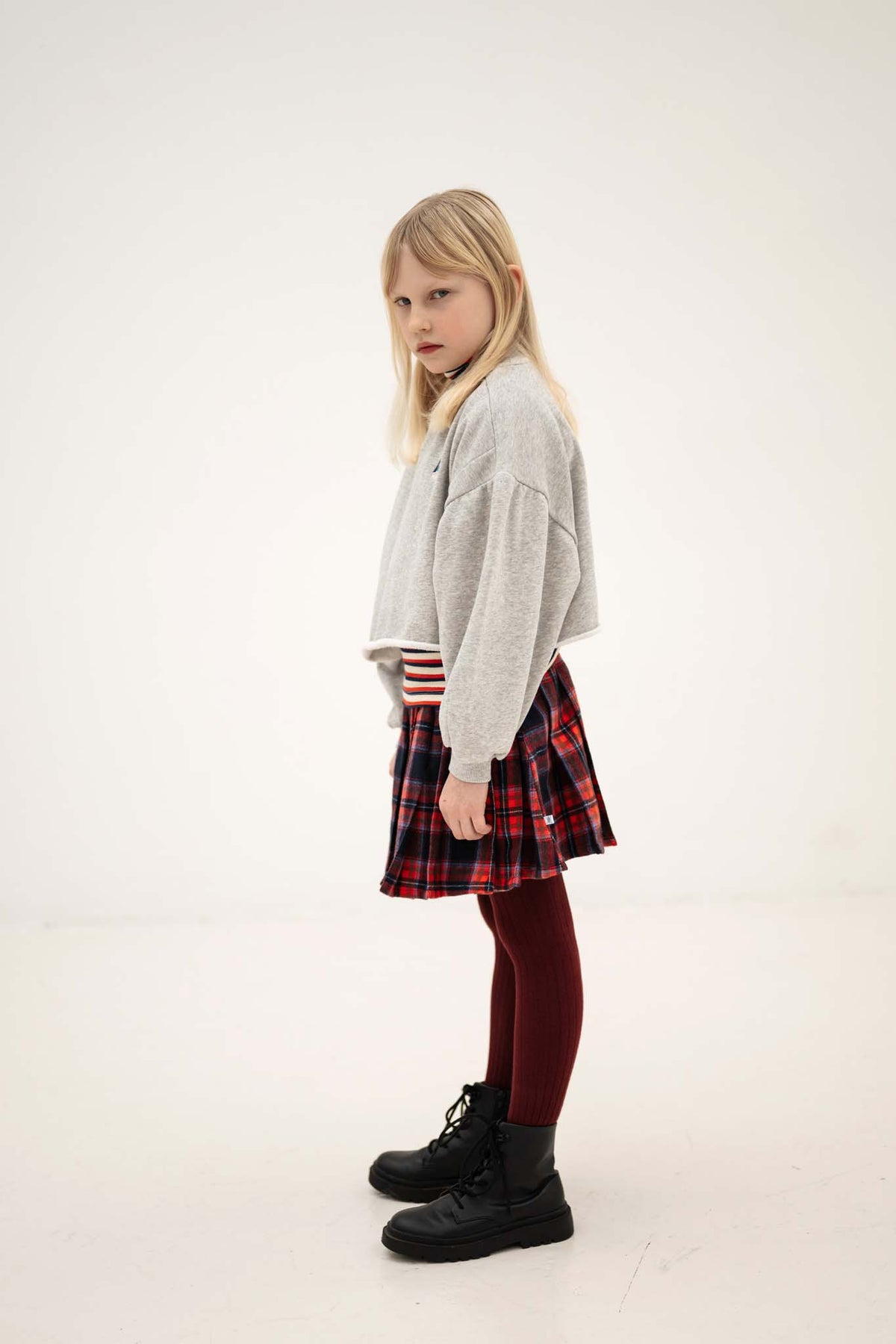 plisse skirt - firecracker horizon check