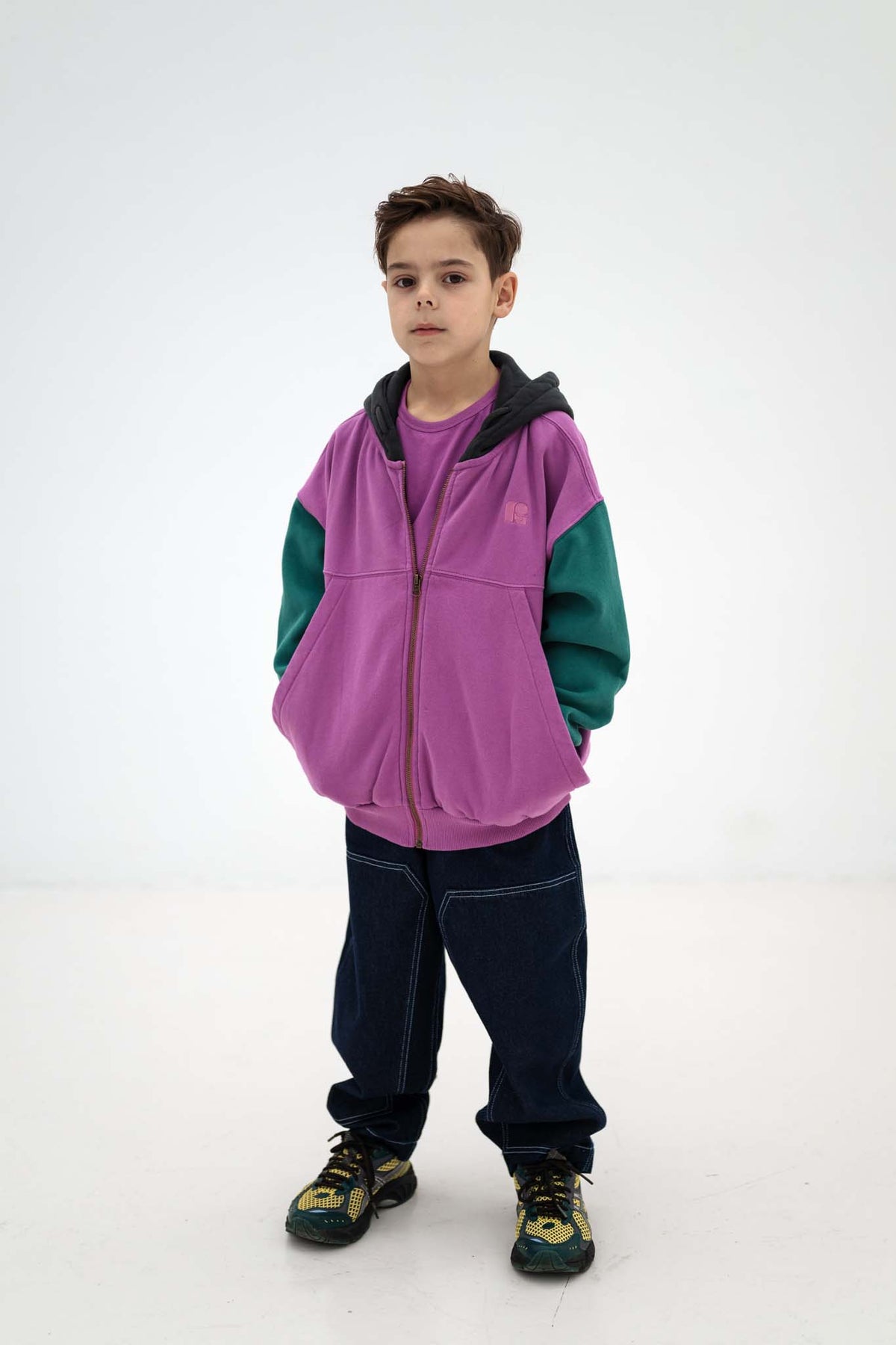 zip hoodie - colour block