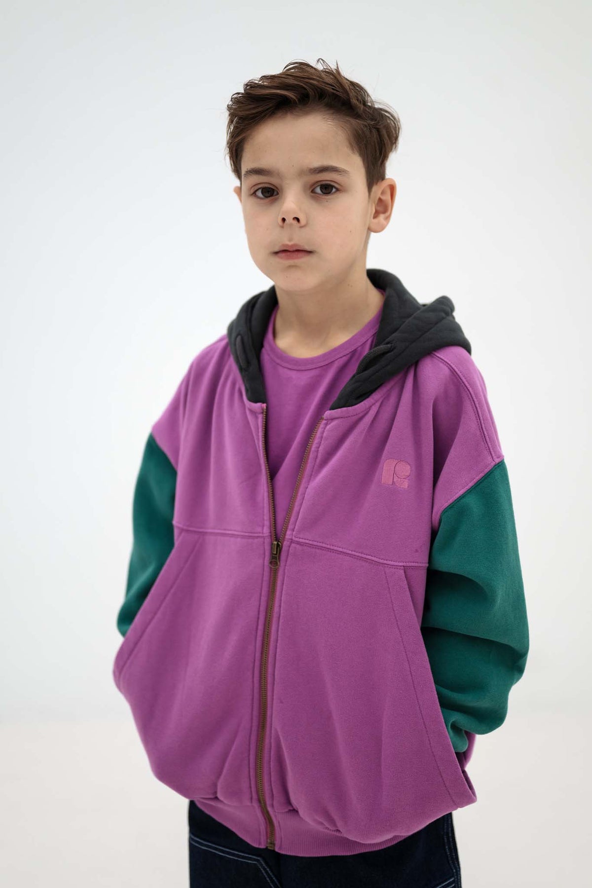 zip hoodie - colour block