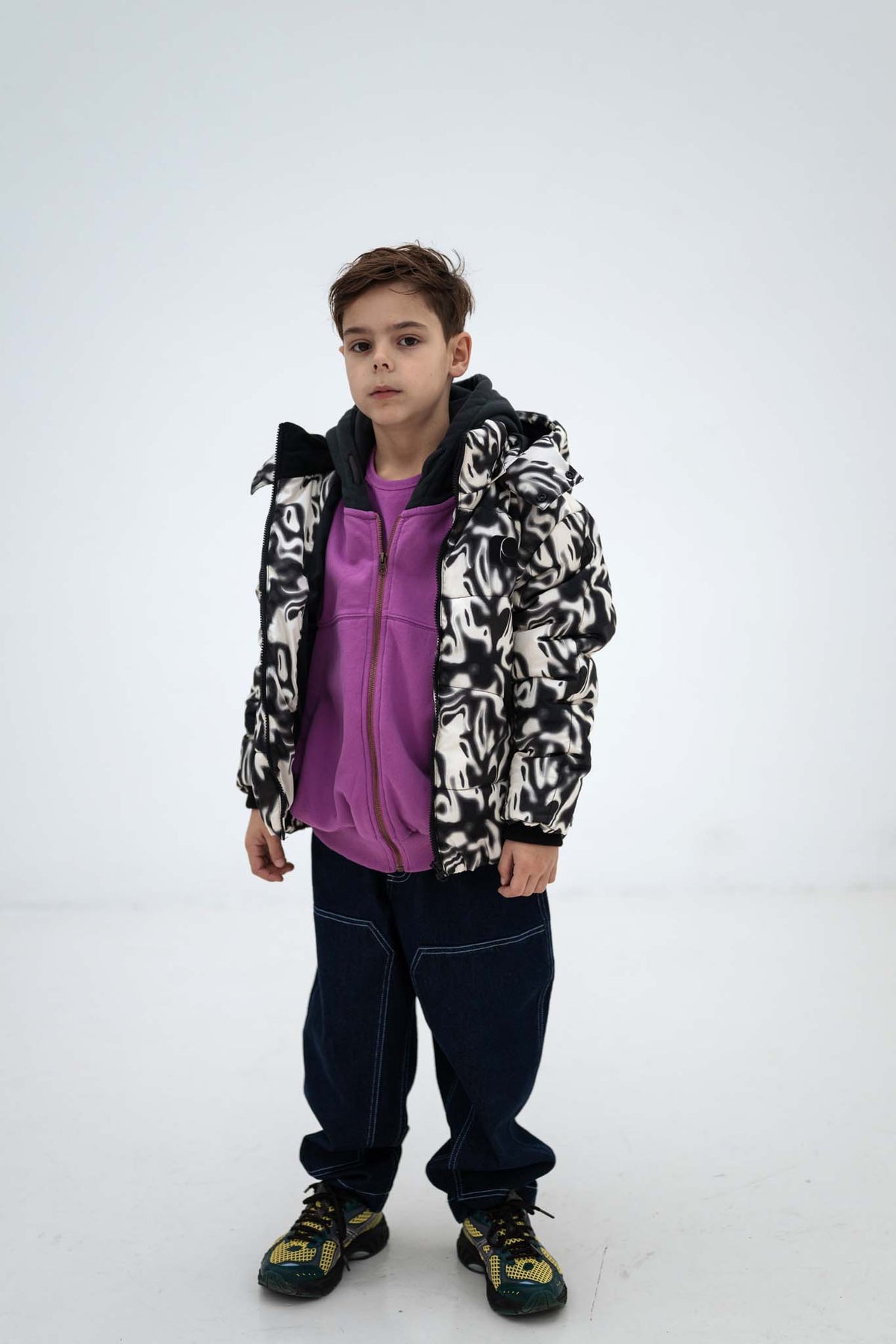 hooded puffer - liquid marble