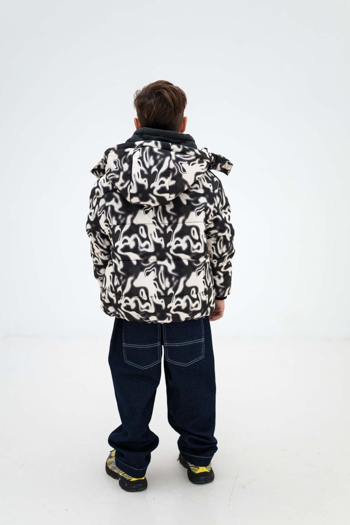 hooded puffer - liquid marble