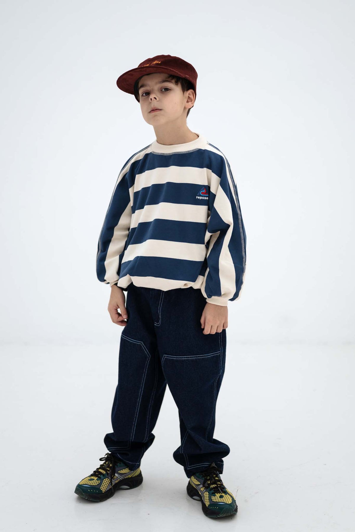 iris sweater - eclipse blue block stripe