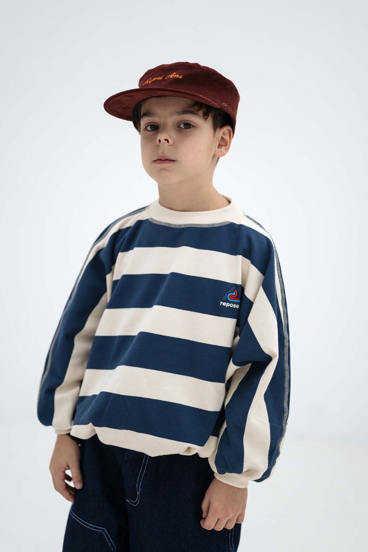 iris sweater - eclipse blue block stripe