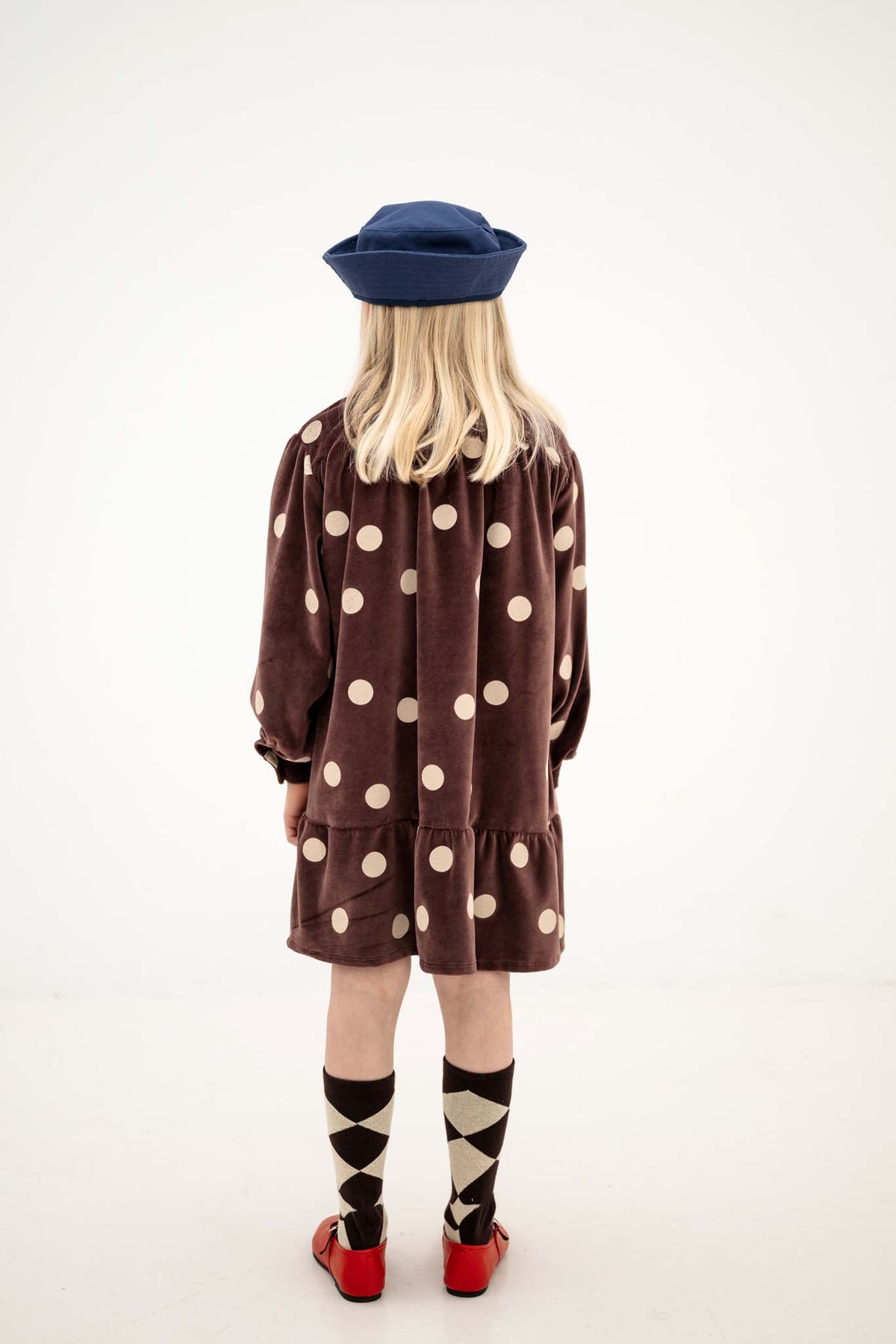 bow dress - chocolate polka dot