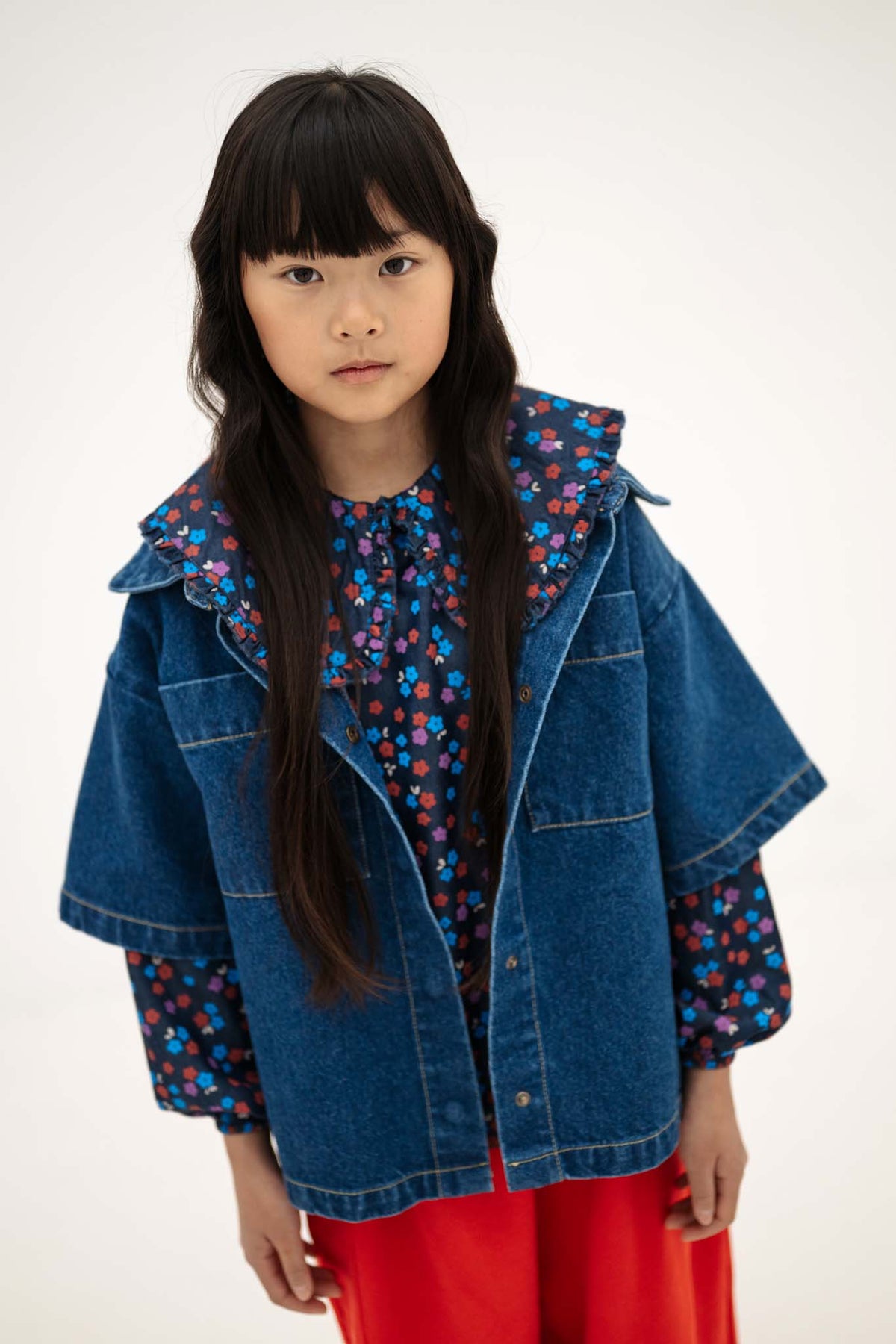 fancy collar blouse - scattered petals