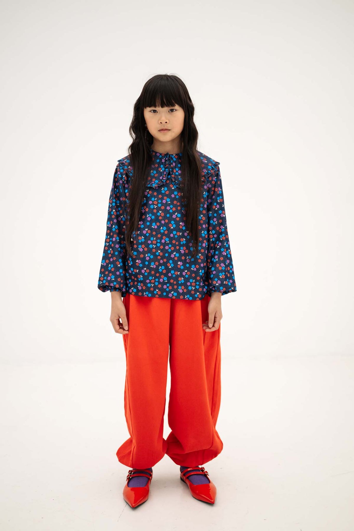 fancy collar blouse - scattered petals