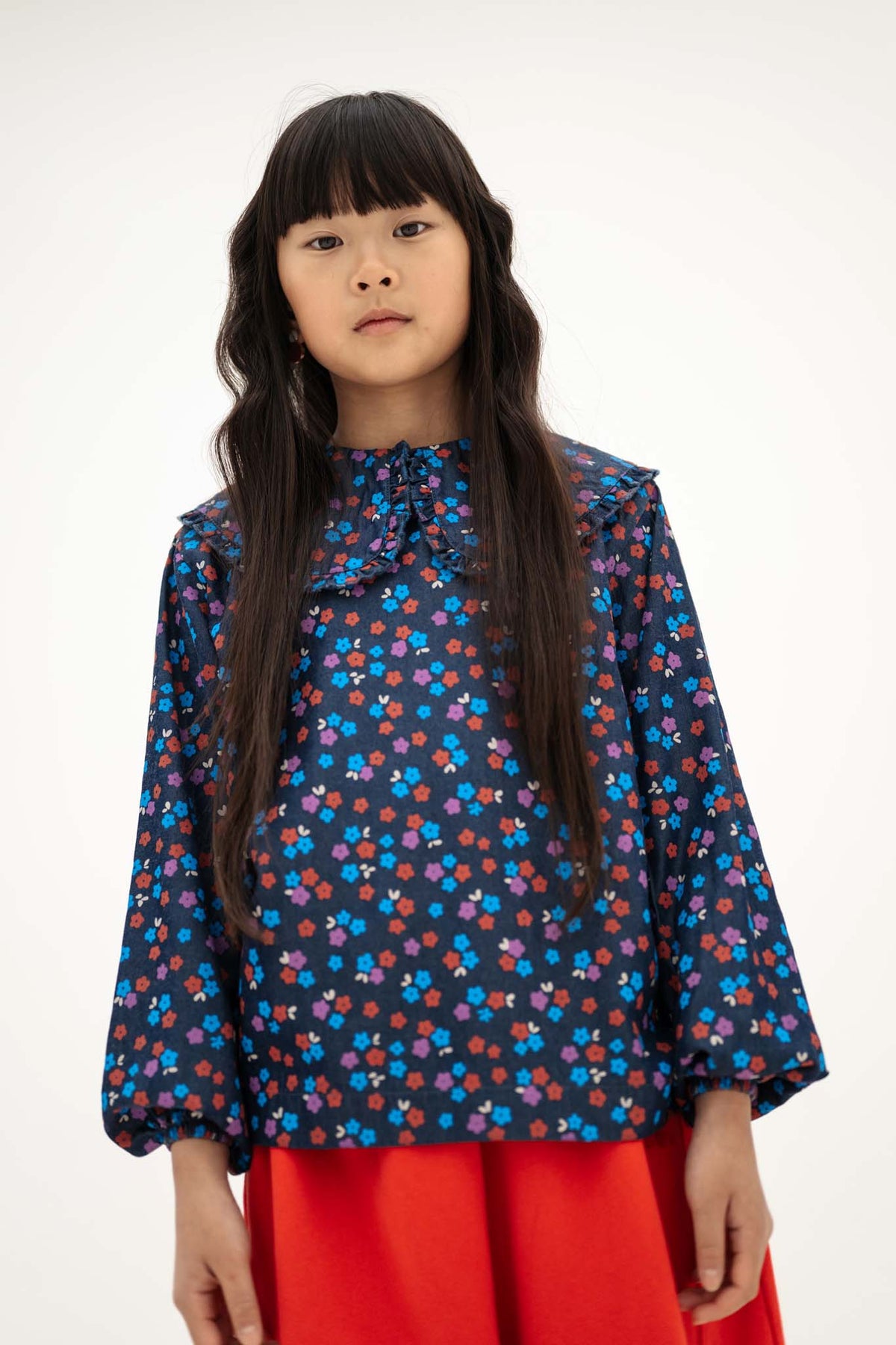 fancy collar blouse - scattered petals