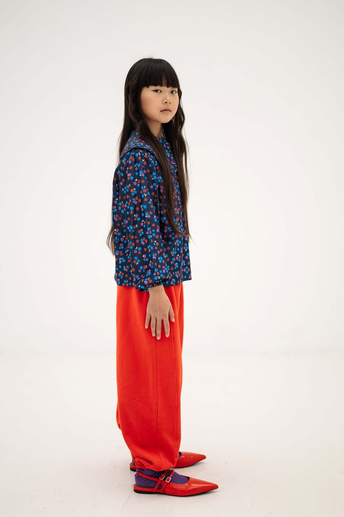 fancy collar blouse - scattered petals