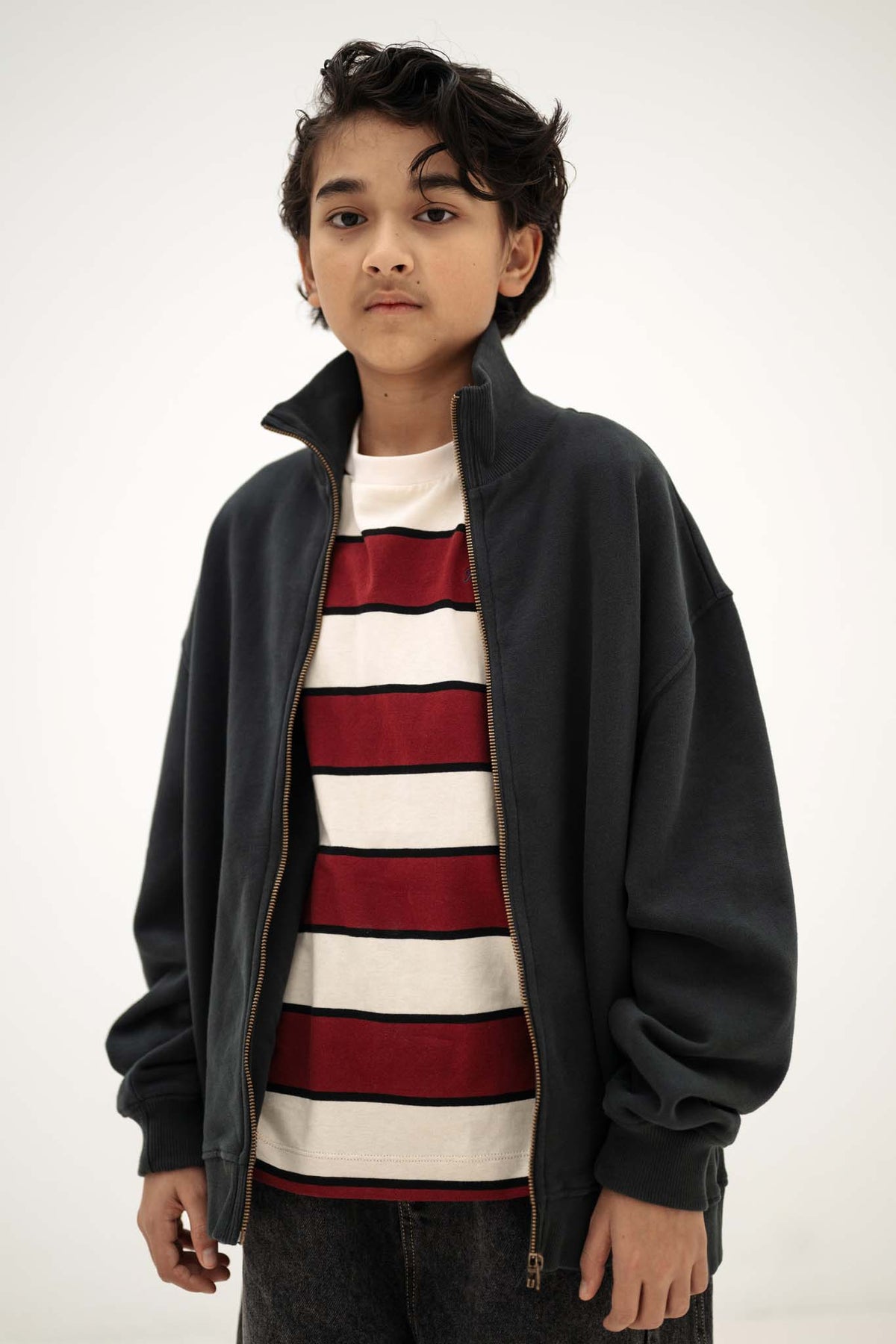 zip up sweater - moonless night black