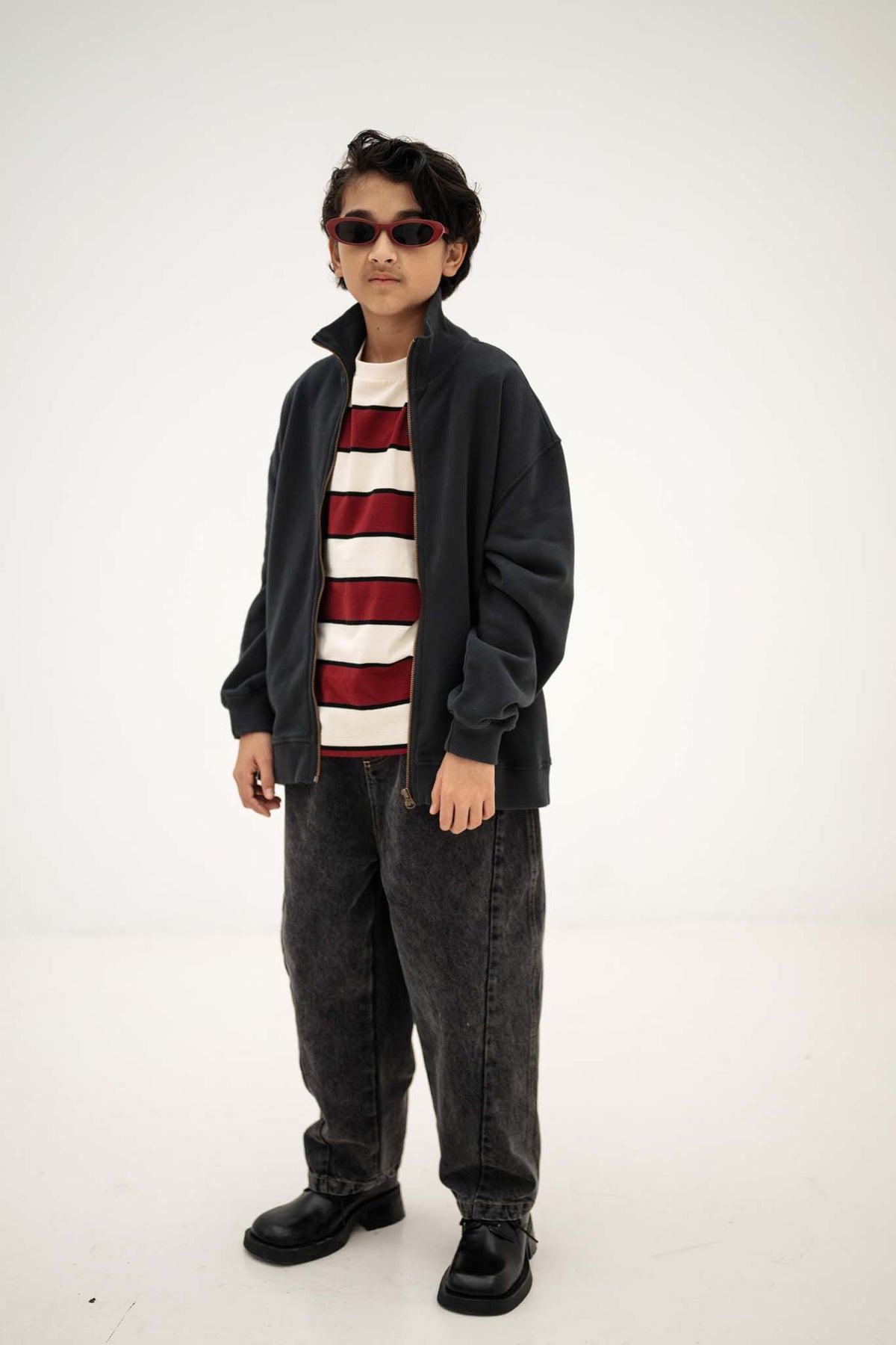 zip up sweater - moonless night black