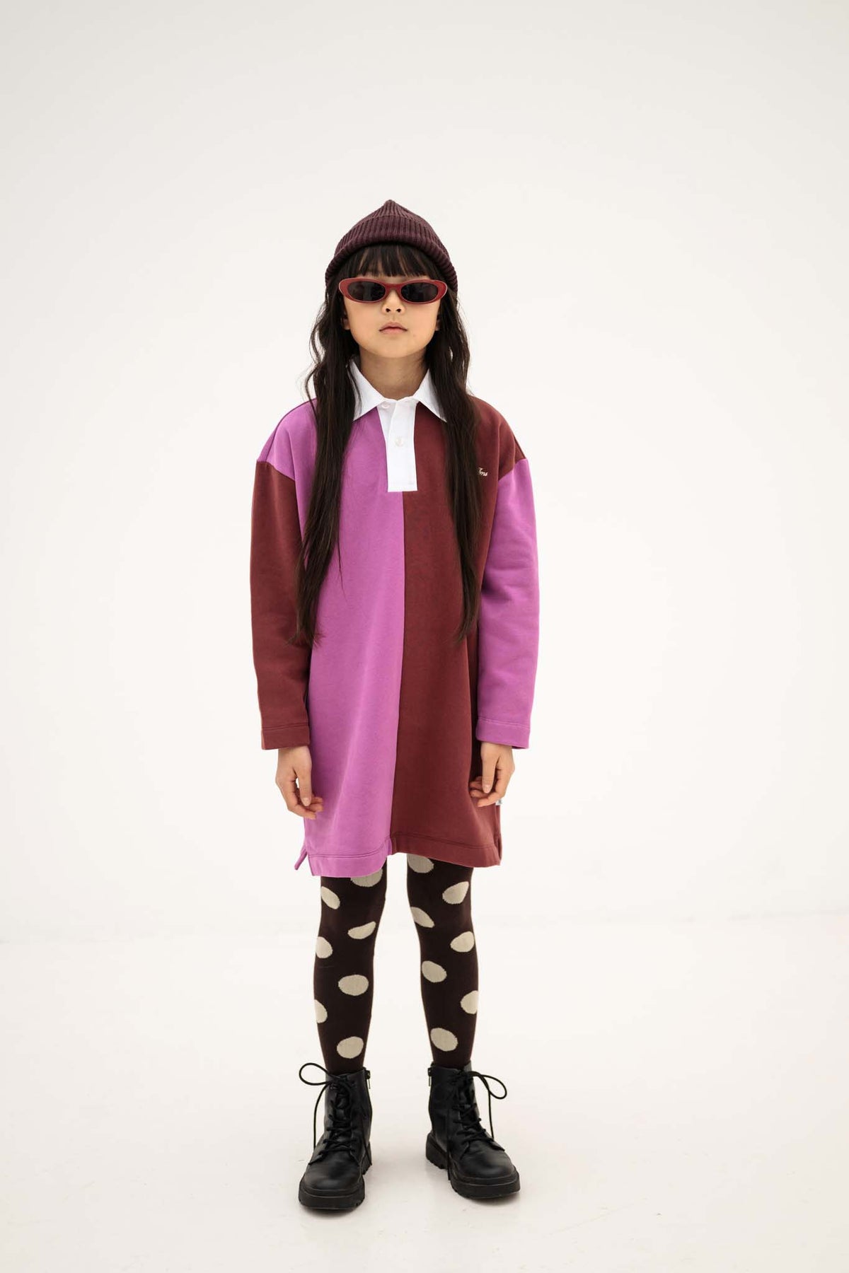 polo dress - orchid mulberry colour block