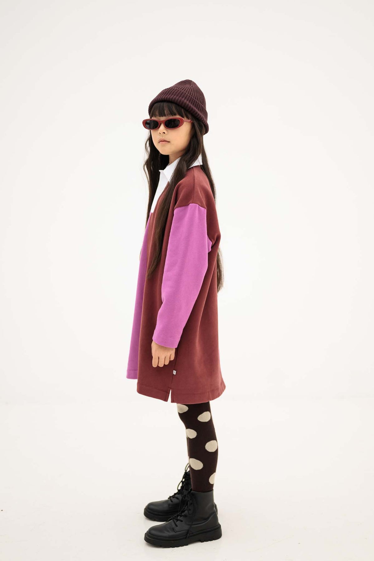 polo dress - orchid mulberry colour block