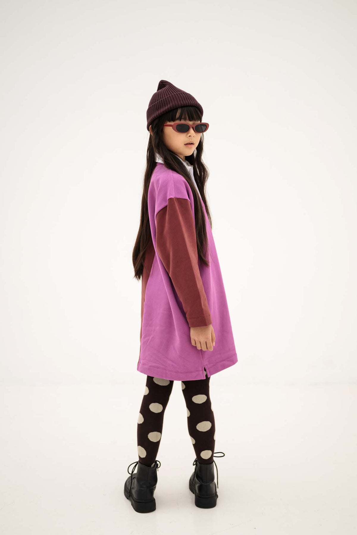 polo dress - orchid mulberry colour block