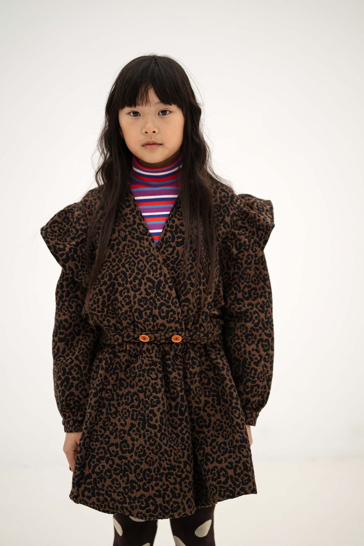 balloon mini skirt - chocolate leopard jacquard