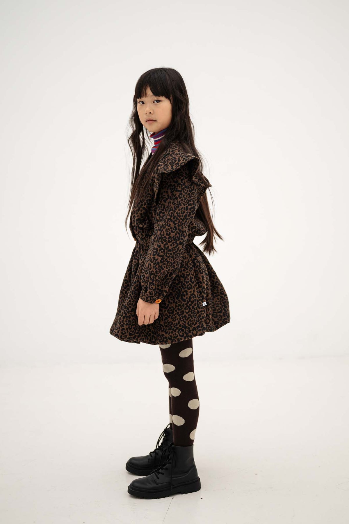 balloon mini skirt - chocolate leopard jacquard