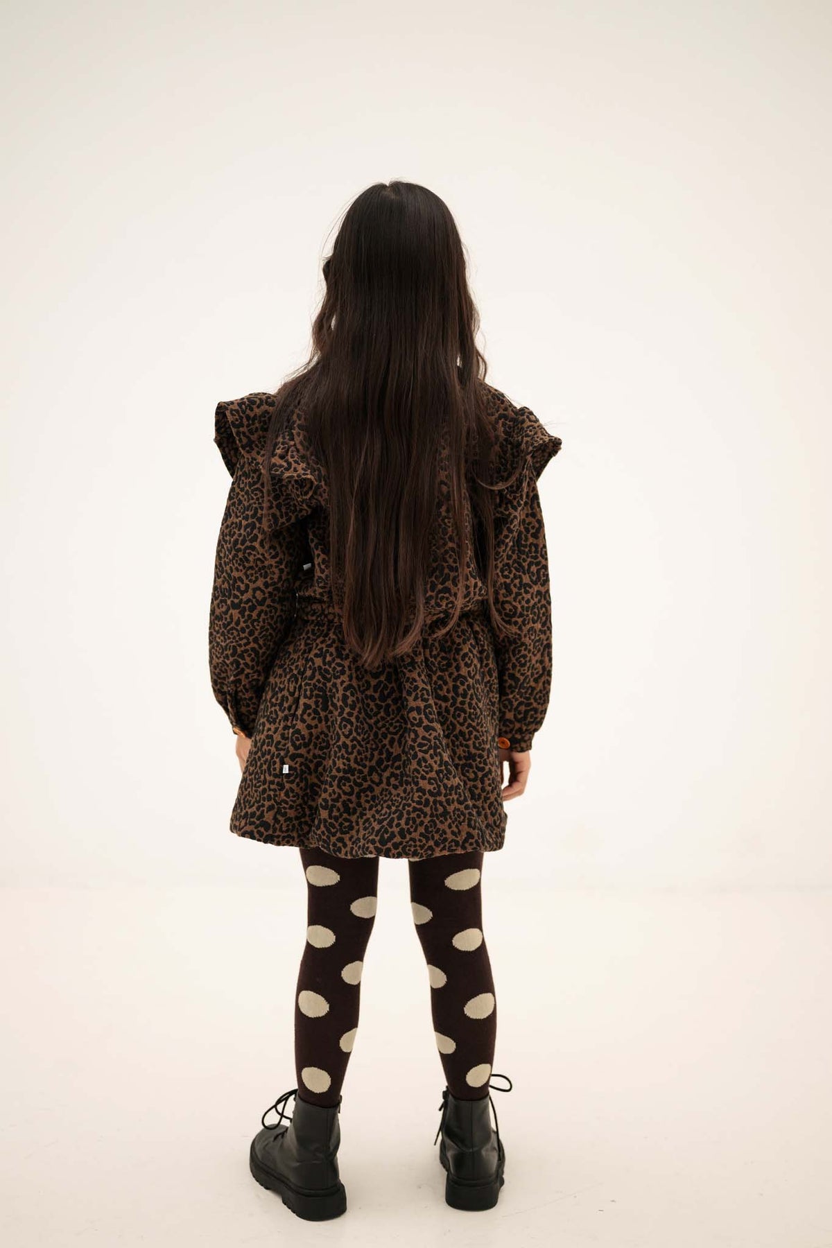 balloon mini skirt - chocolate leopard jacquard