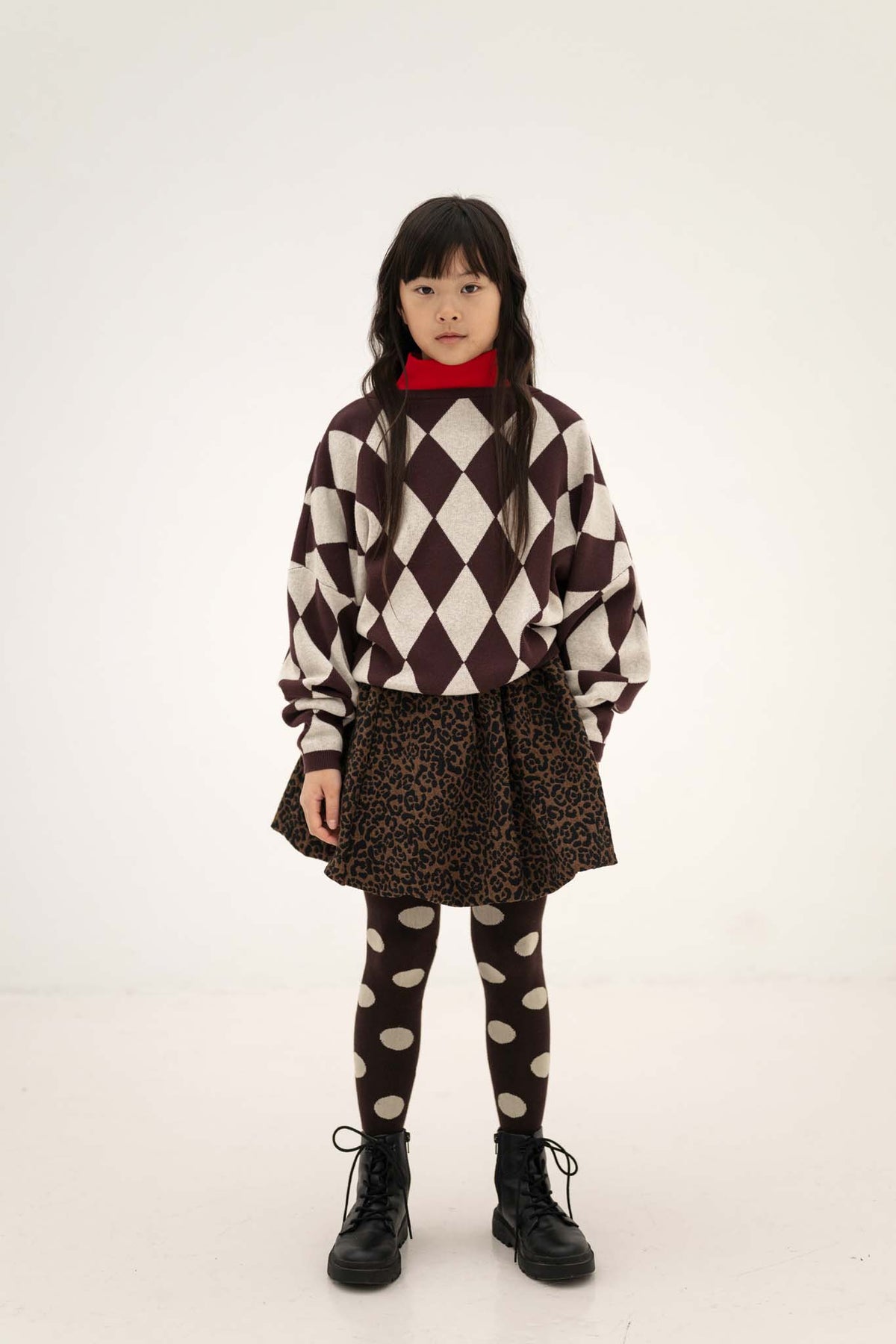 balloon mini skirt - chocolate leopard jacquard