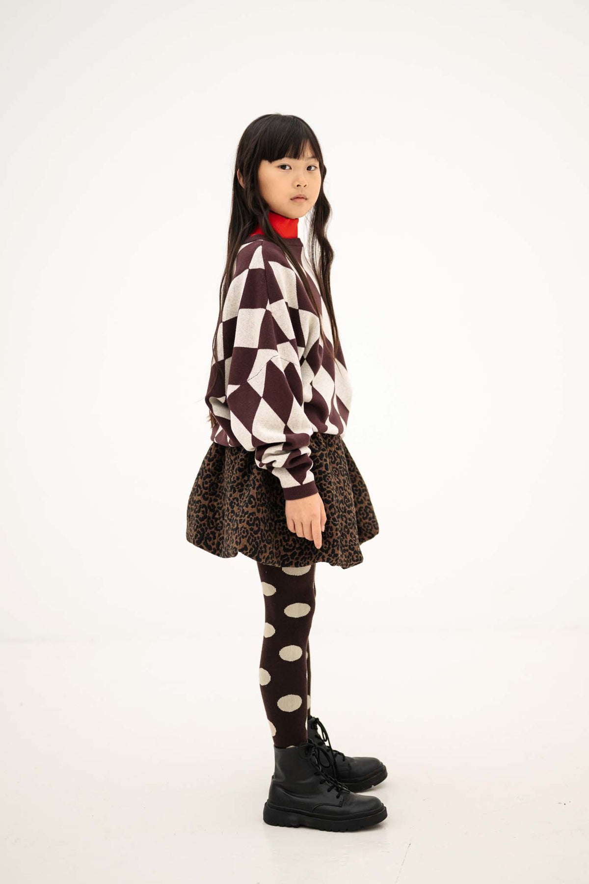 balloon mini skirt - chocolate leopard jacquard