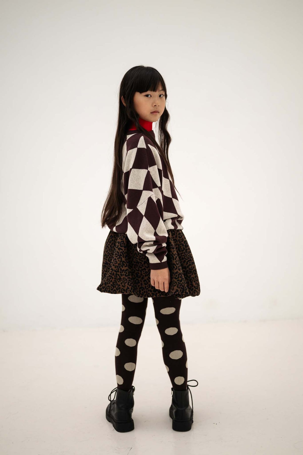 balloon mini skirt - chocolate leopard jacquard