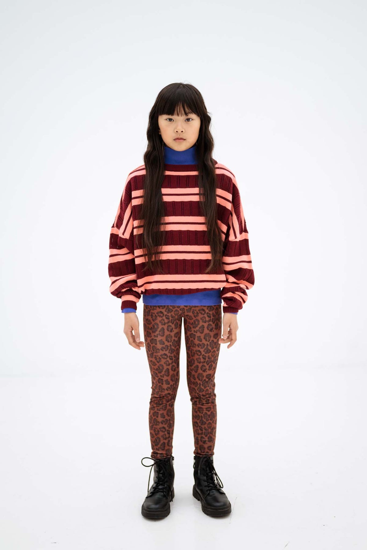 knit slouchy sweater - mulberry flamingo ajour
