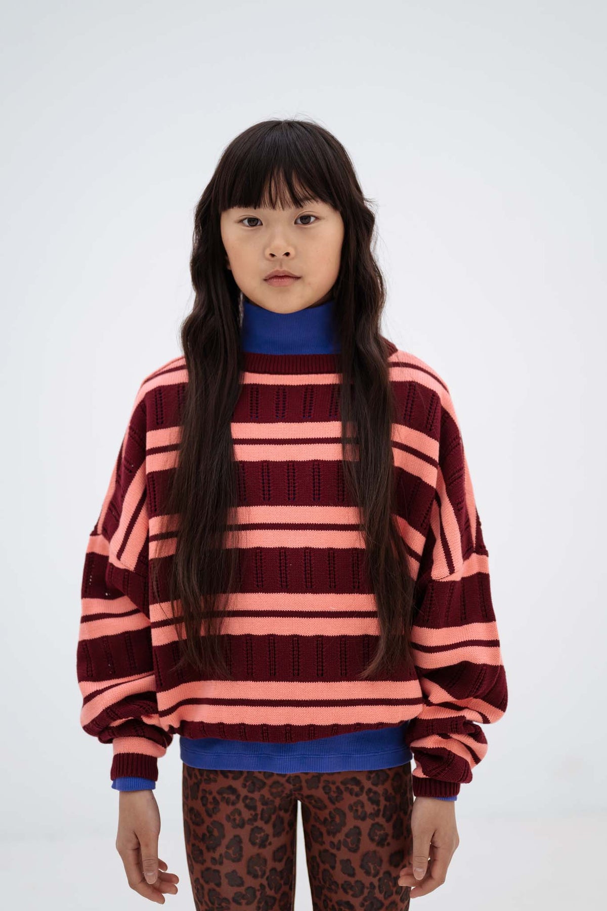 knit slouchy sweater - mulberry flamingo ajour