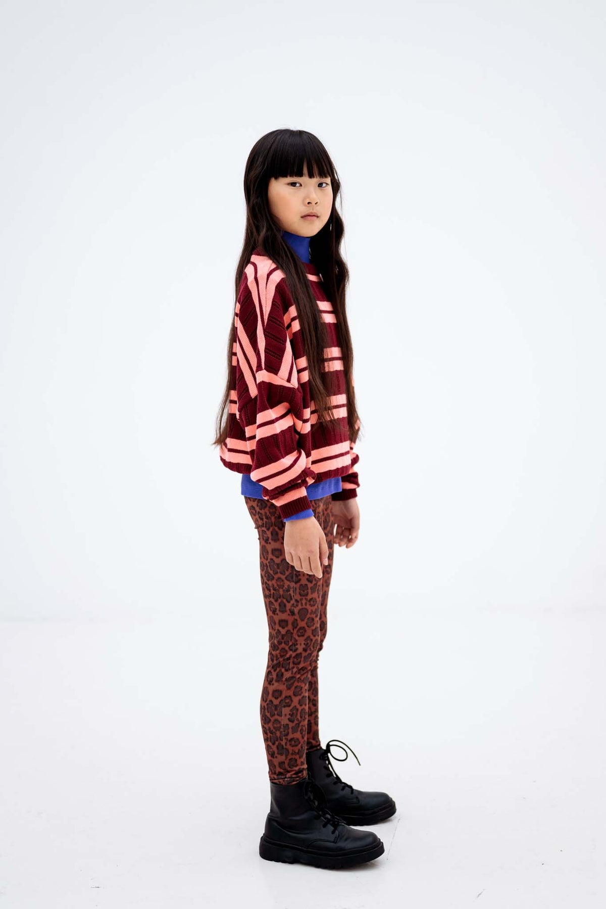 knit slouchy sweater - mulberry flamingo ajour