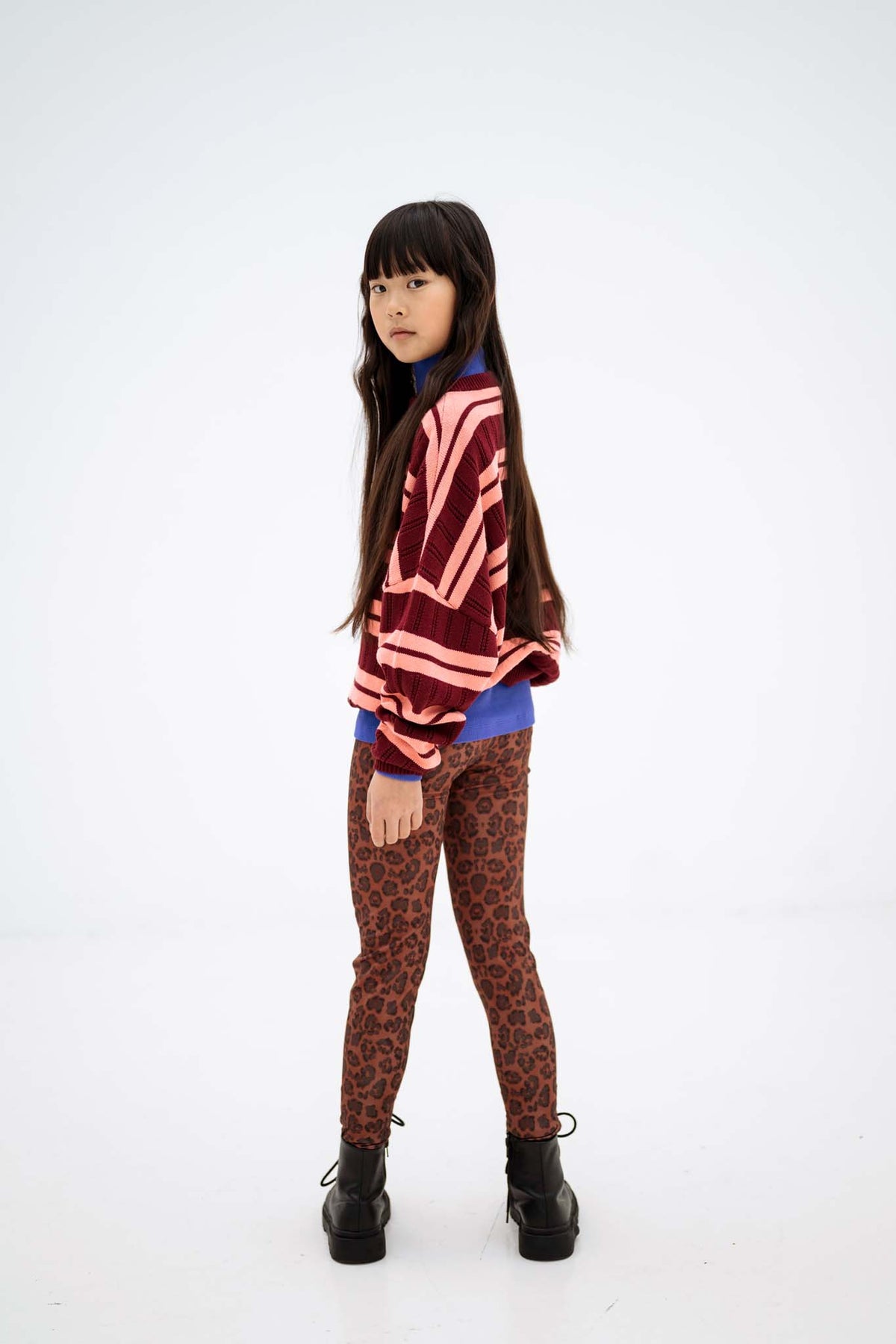 knit slouchy sweater - mulberry flamingo ajour
