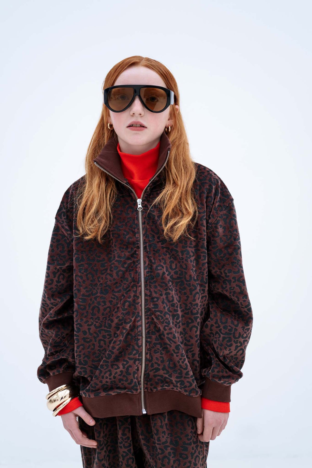 zip up sweater - chocolate leopard