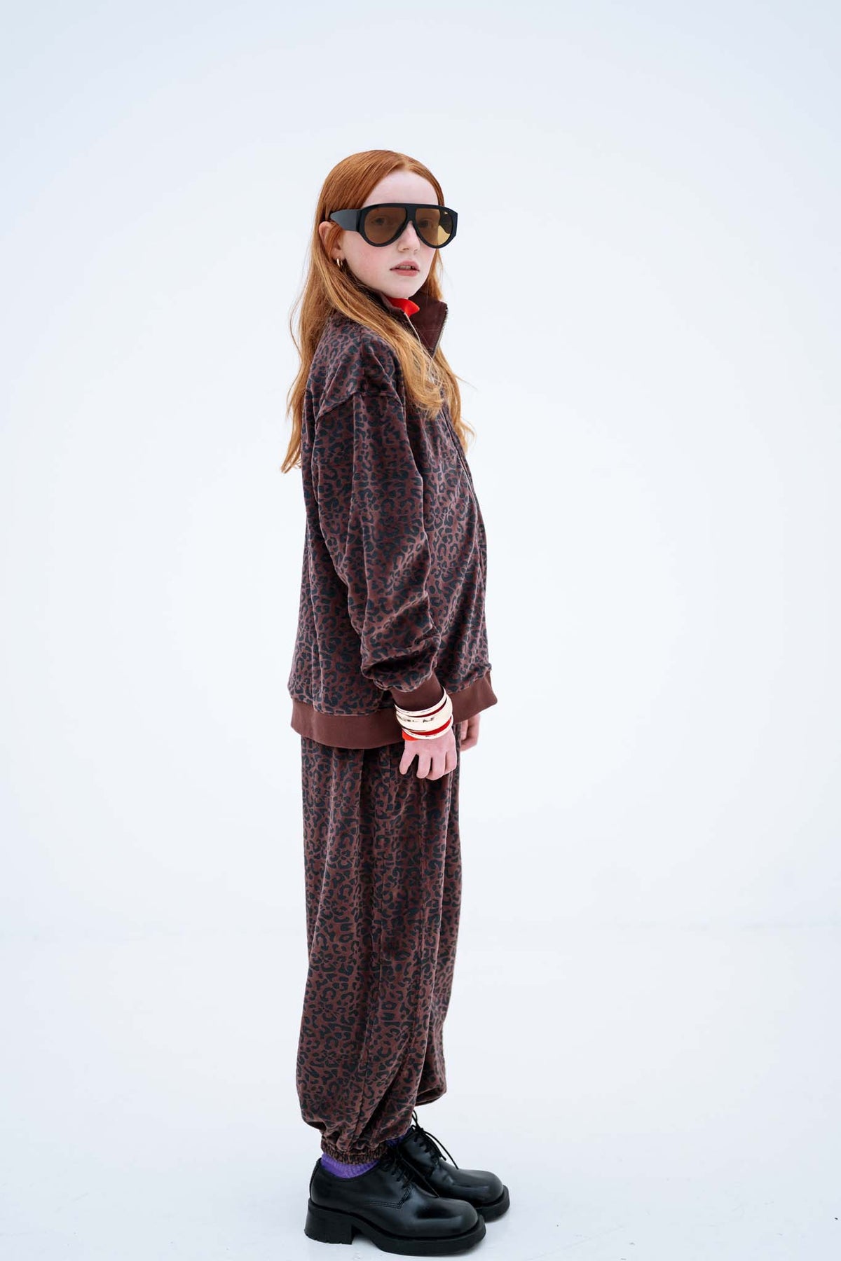 loose fit sweatpants - chocolate leopard