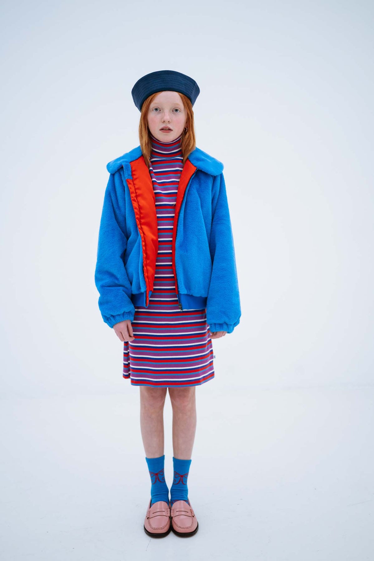 faux fur bomber coat - magic blue