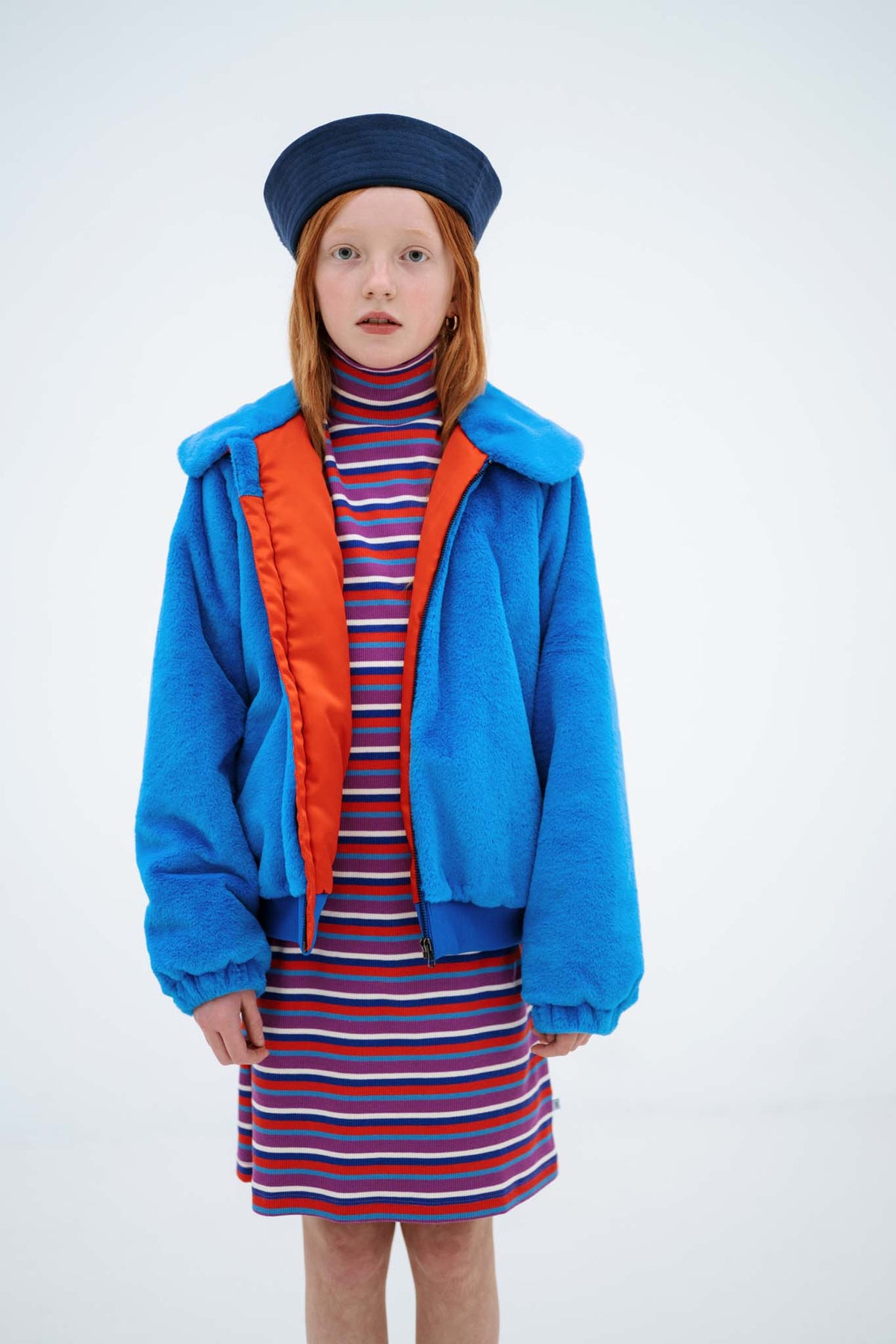 faux fur bomber coat - magic blue