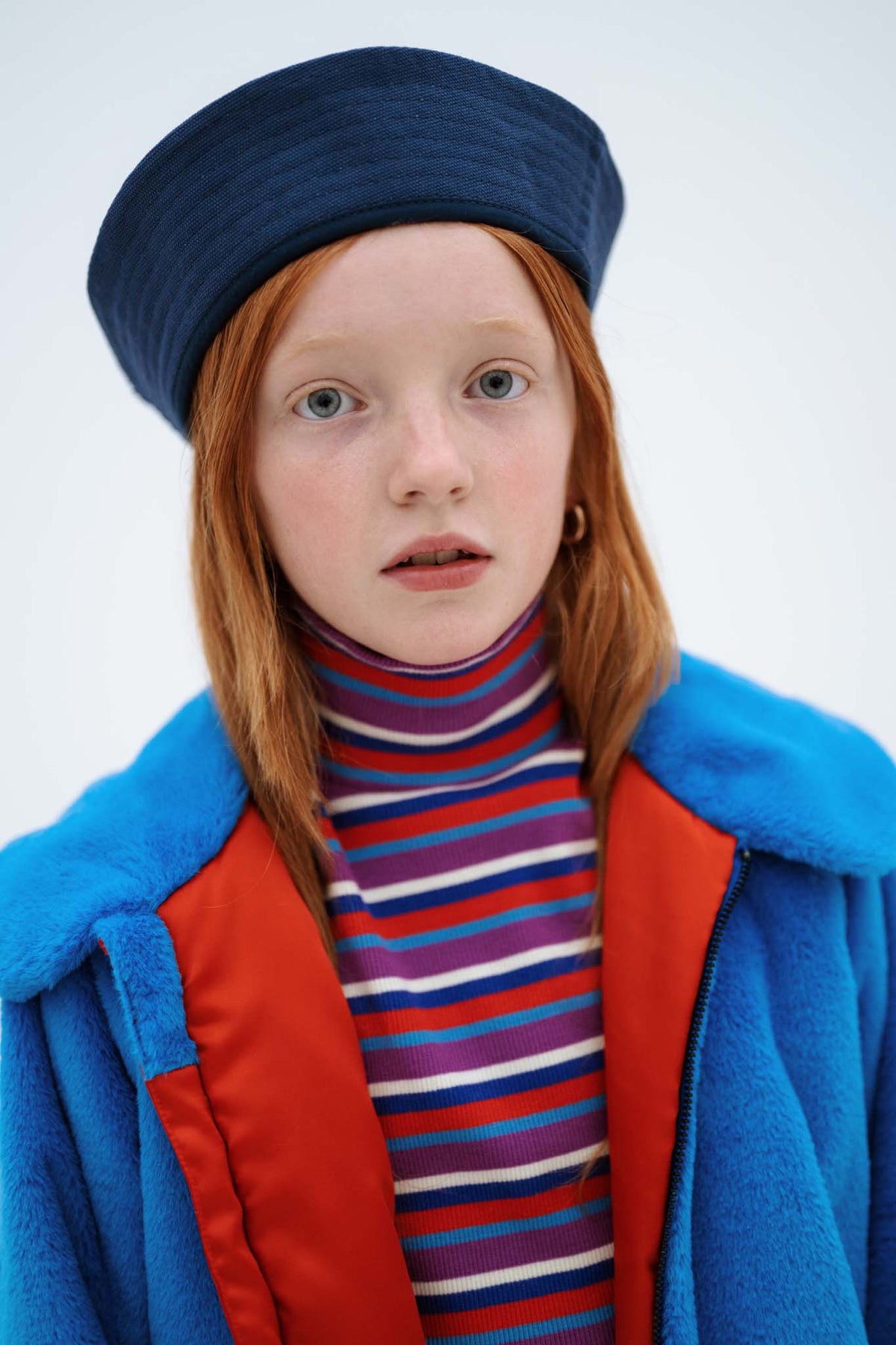 faux fur bomber coat - magic blue