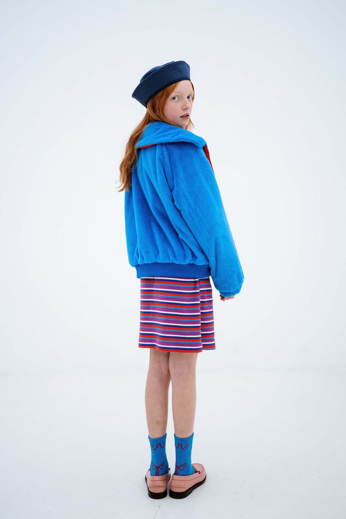 faux fur bomber coat - magic blue