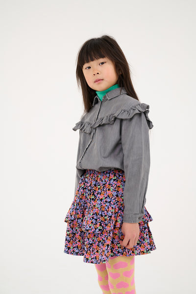 poet ruffle skirt - floral multipop