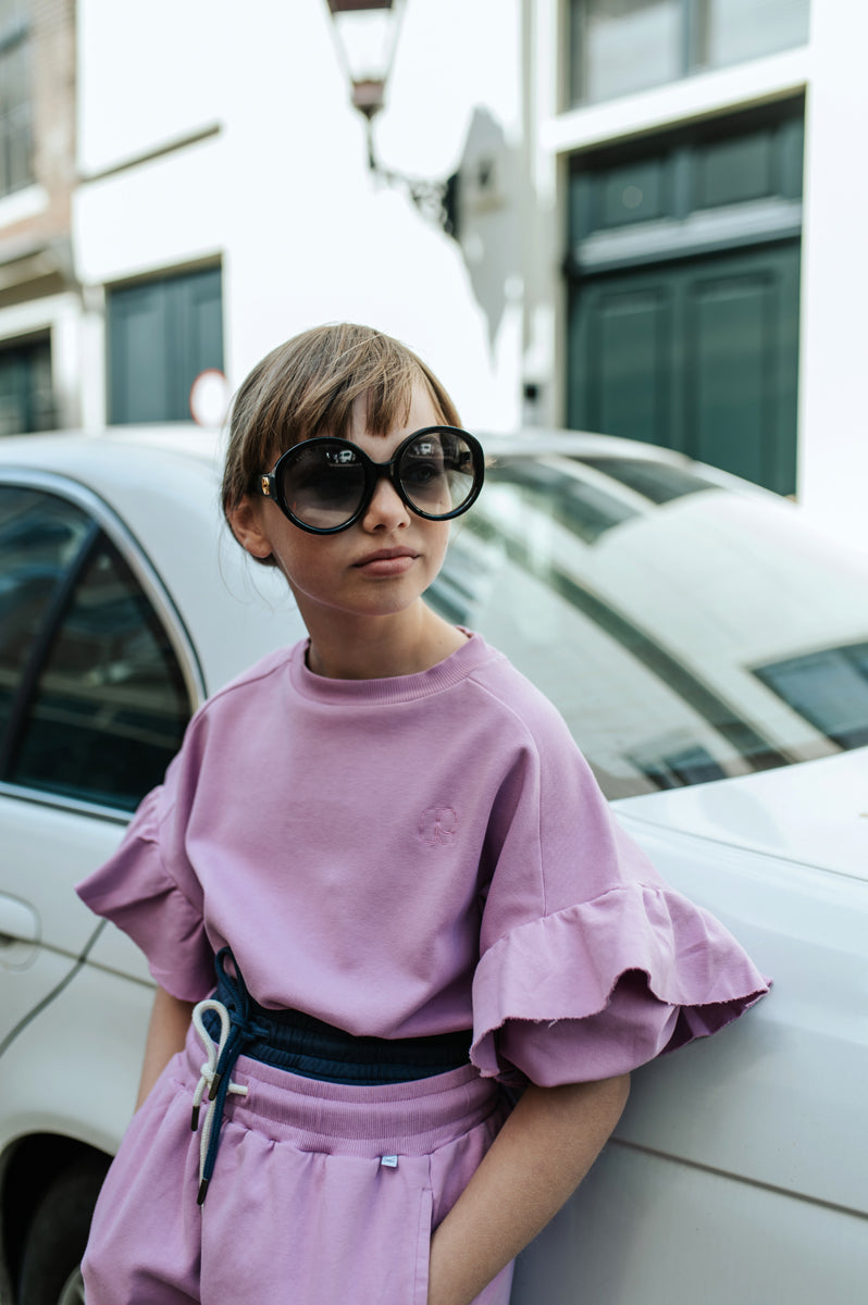 ruffle sweater - faded violet
