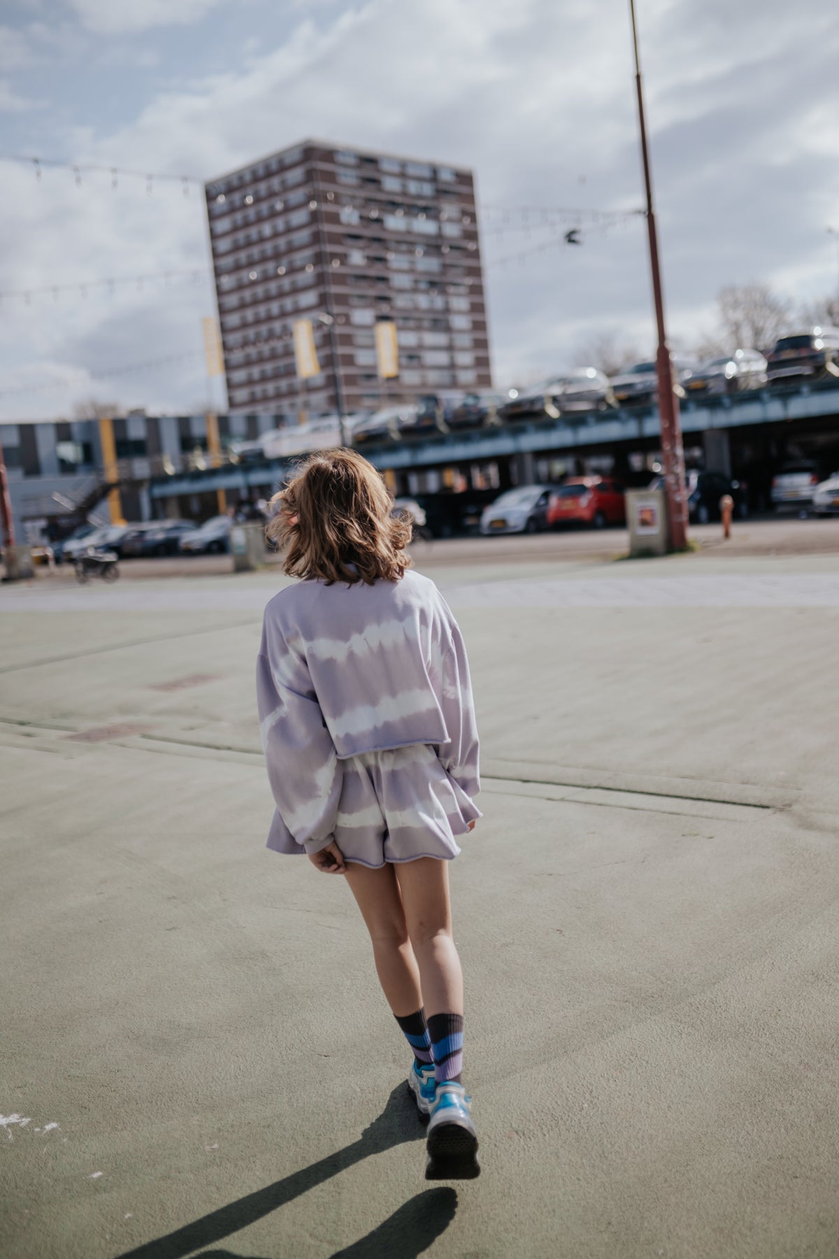 butterfly short - lavender fog tie dye
