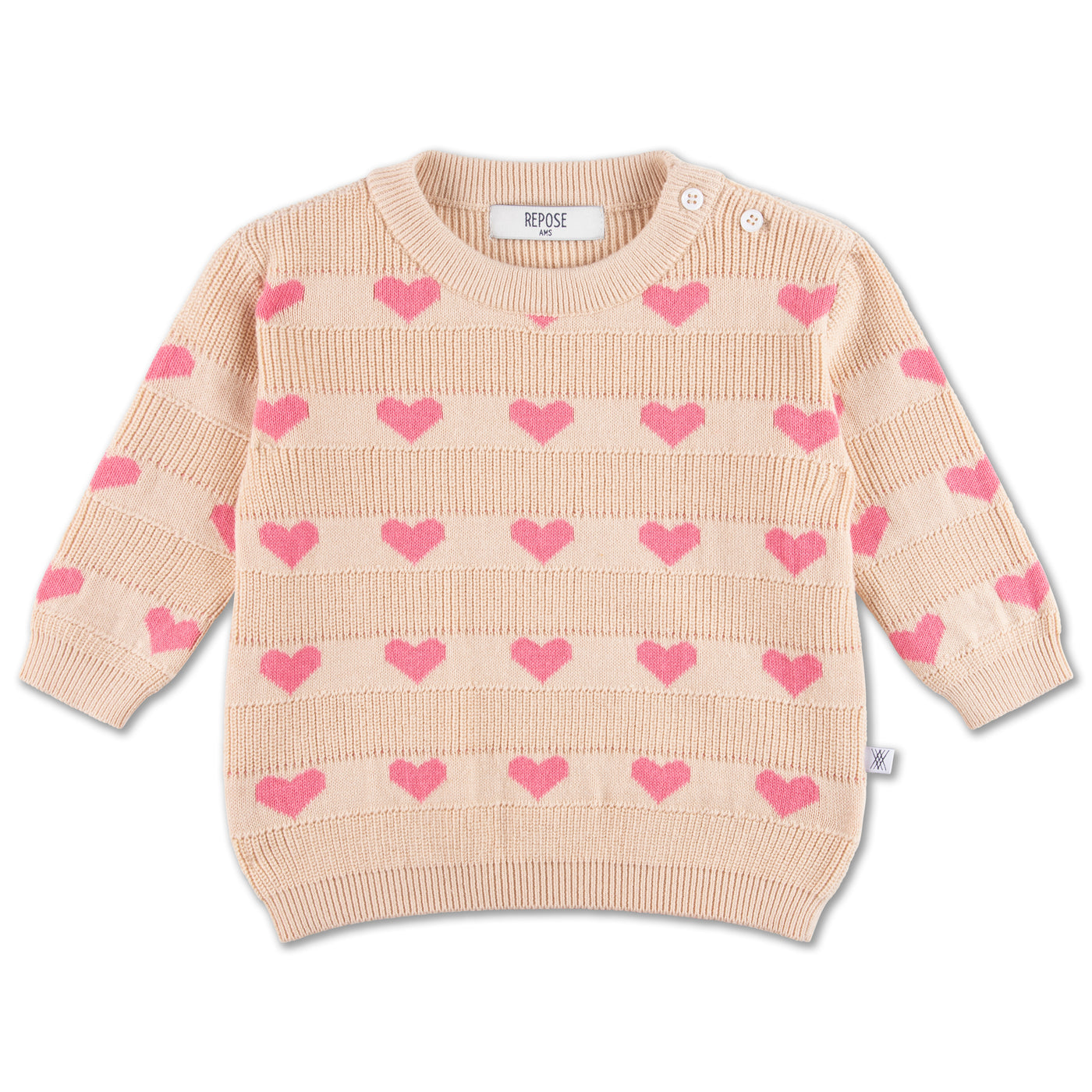 knit sweater - soft pink hearts