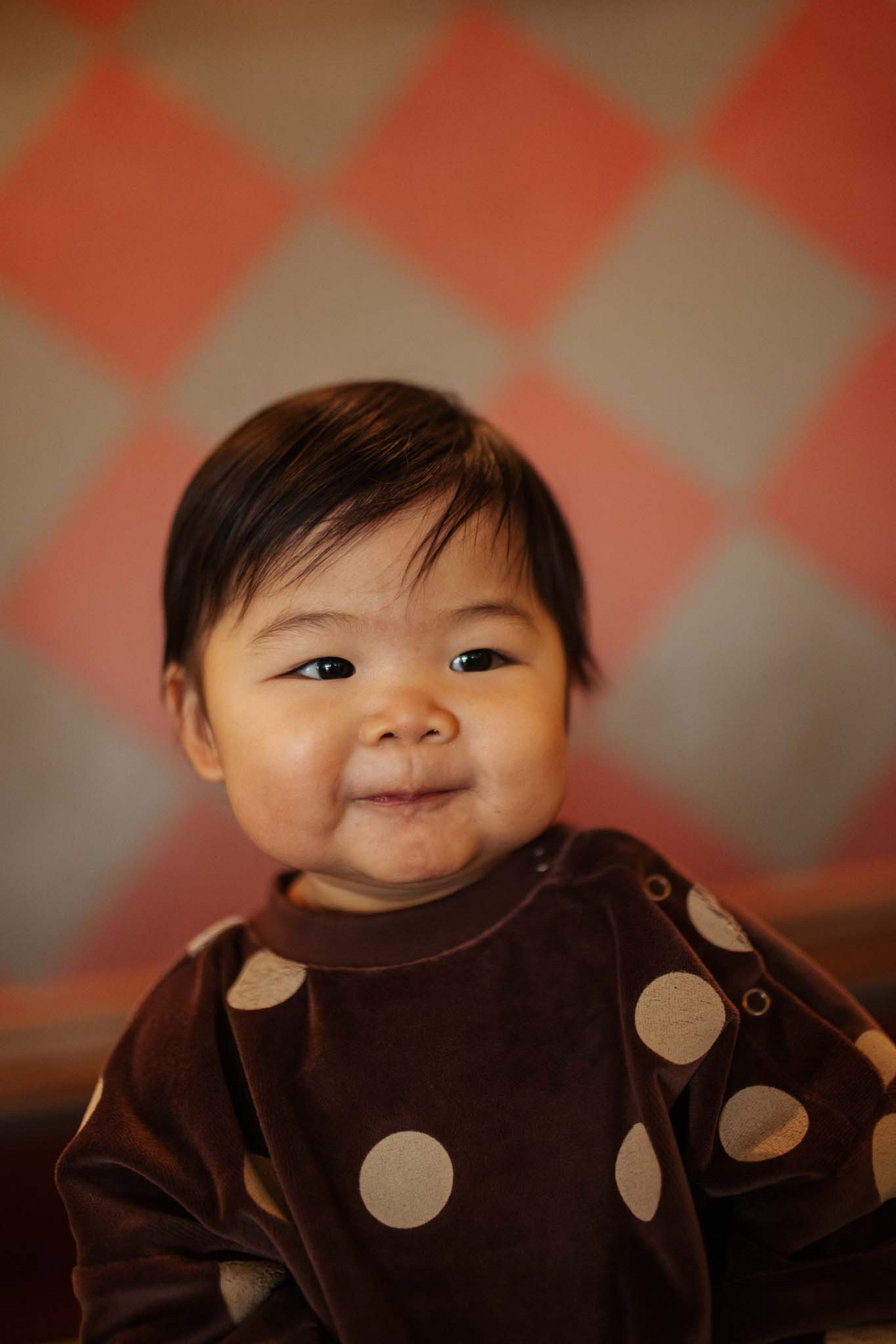 oversized one suit - chocolate polka dot