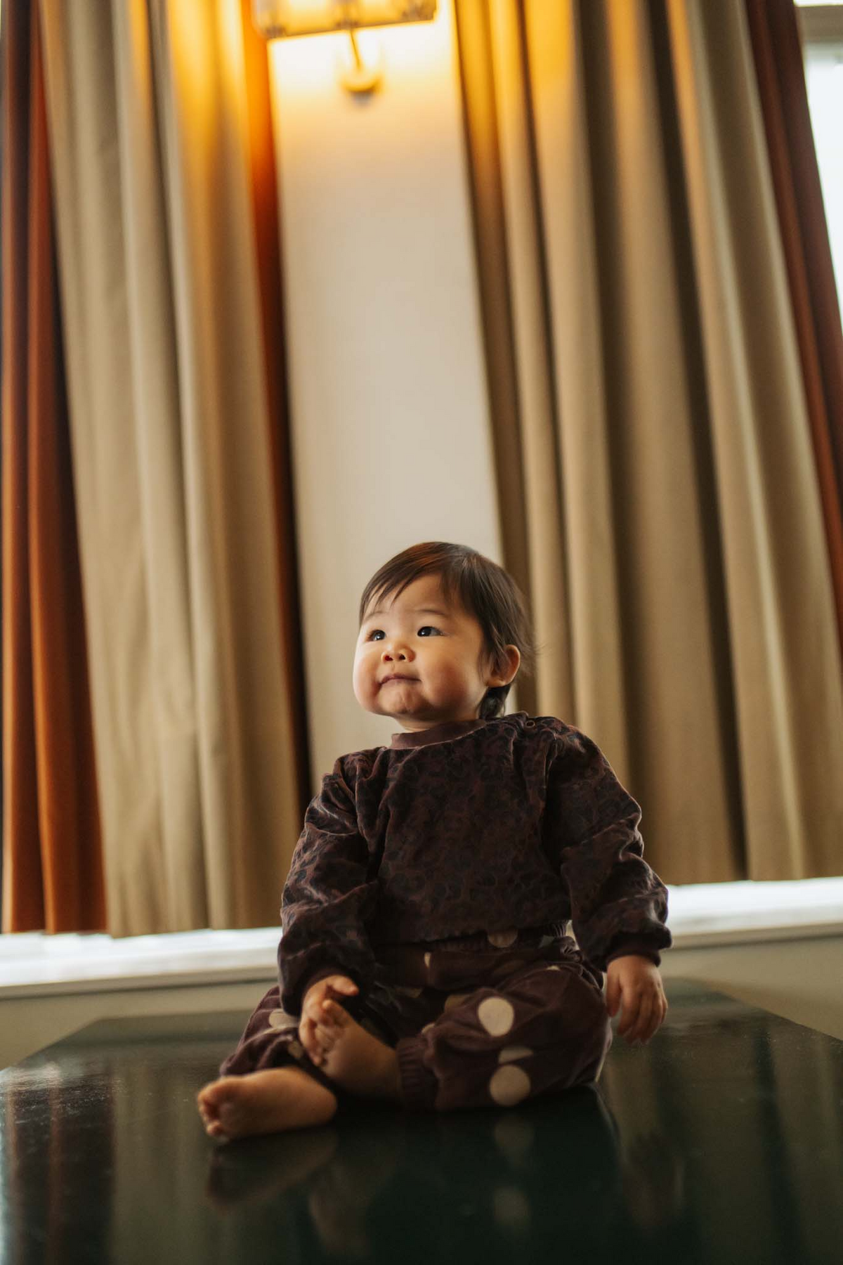 comfy wide pants - chocolate polka dot