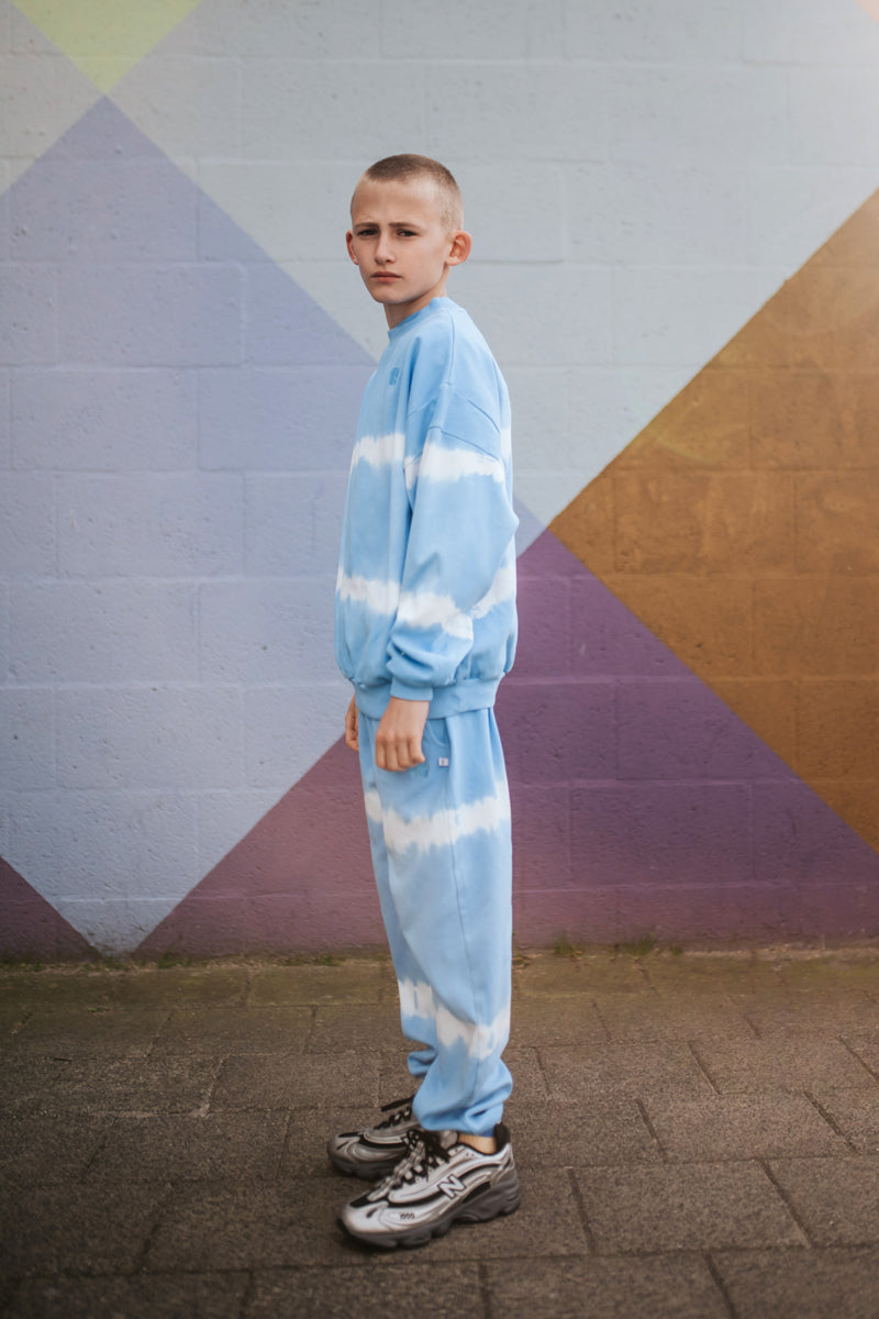 crewneck sweater - summer day blue tie dye