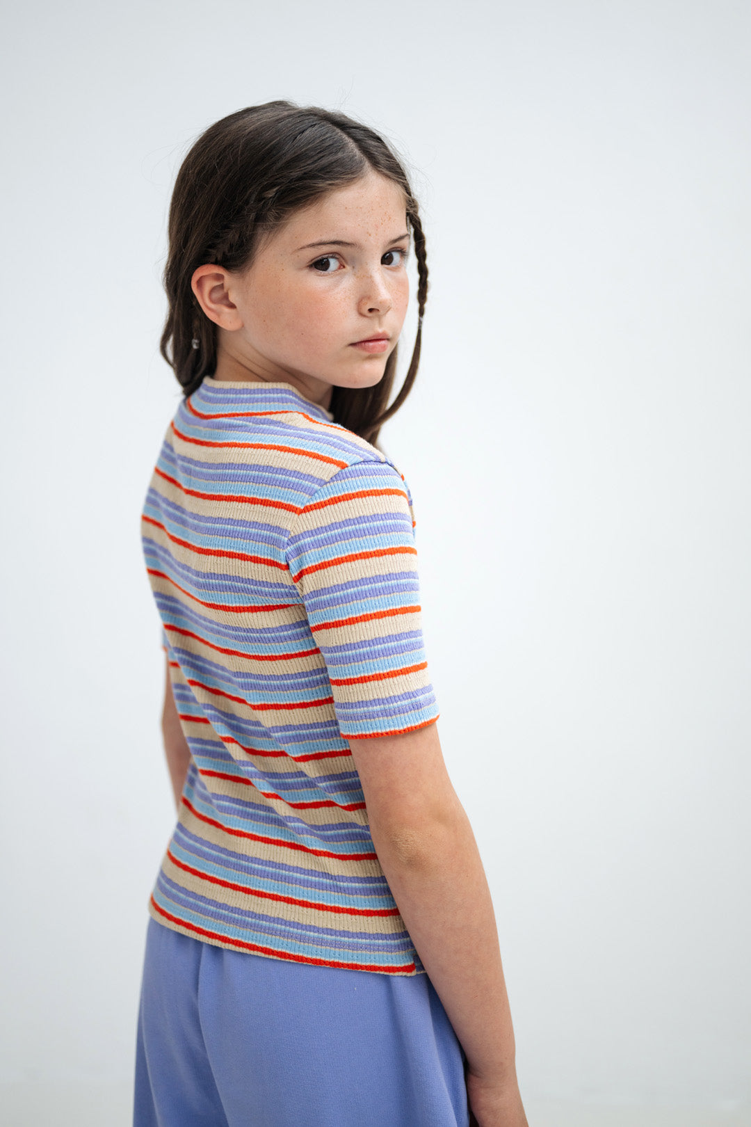 slim turtle neck SS - multi stripe