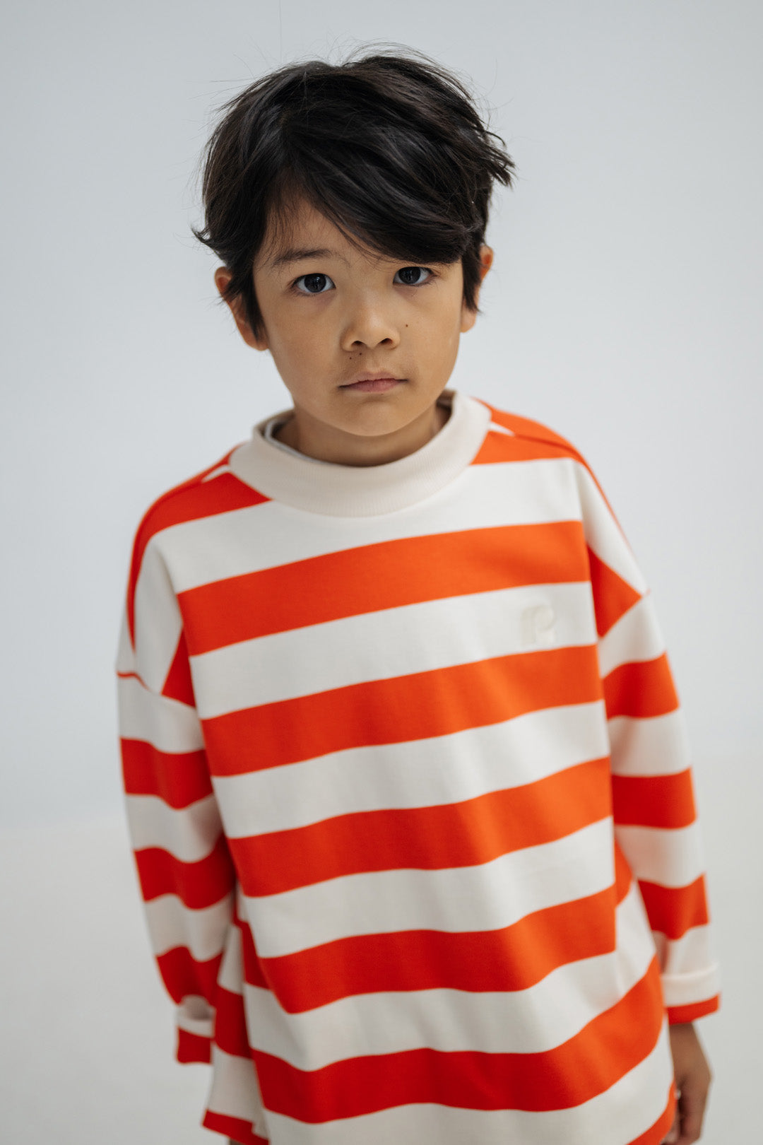 boxy sweater - flame red block stripe
